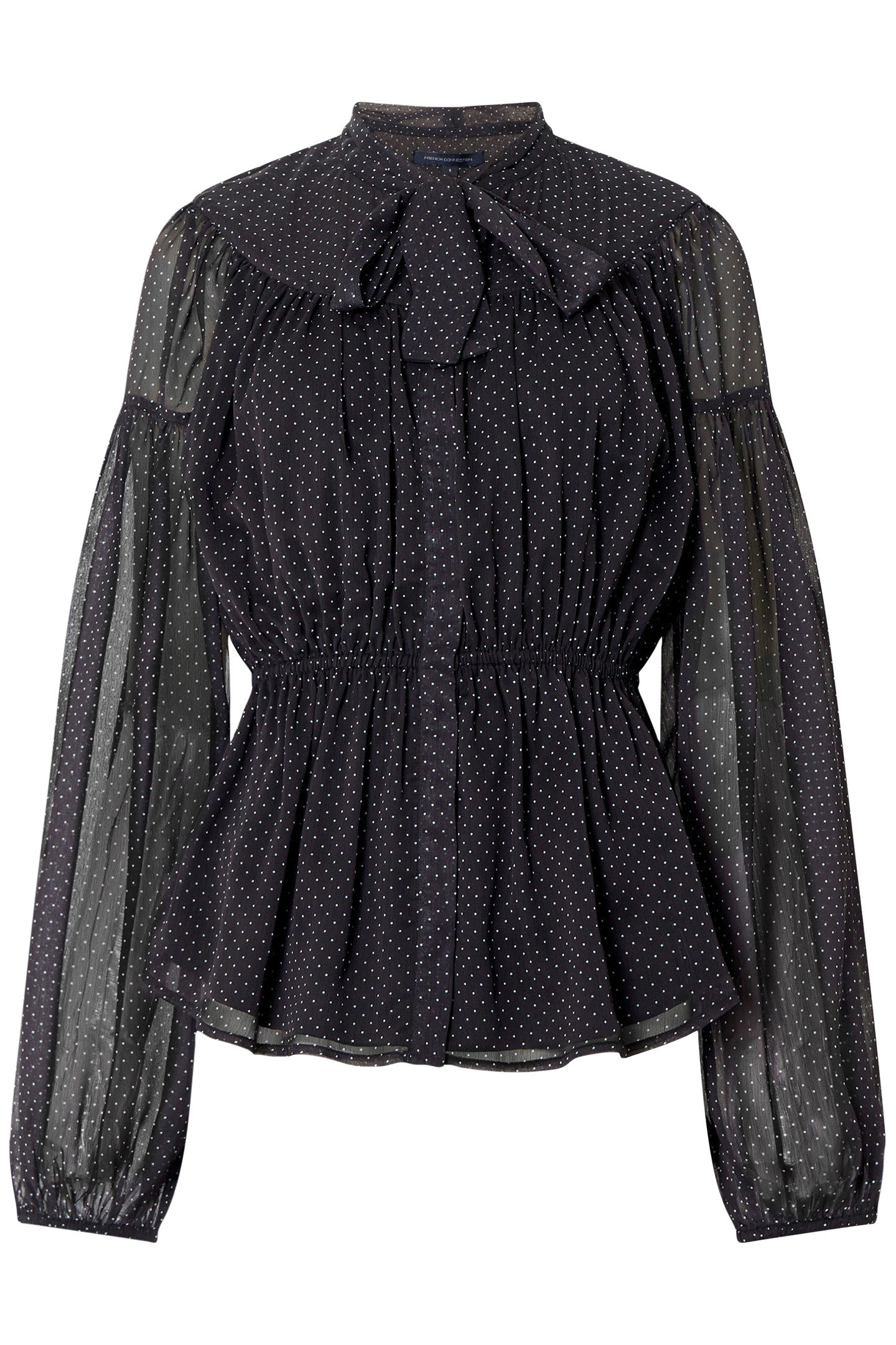 INES CHIFFON FITTED WAIST BLOU BLACKOUT/SUMMER WHIT 3