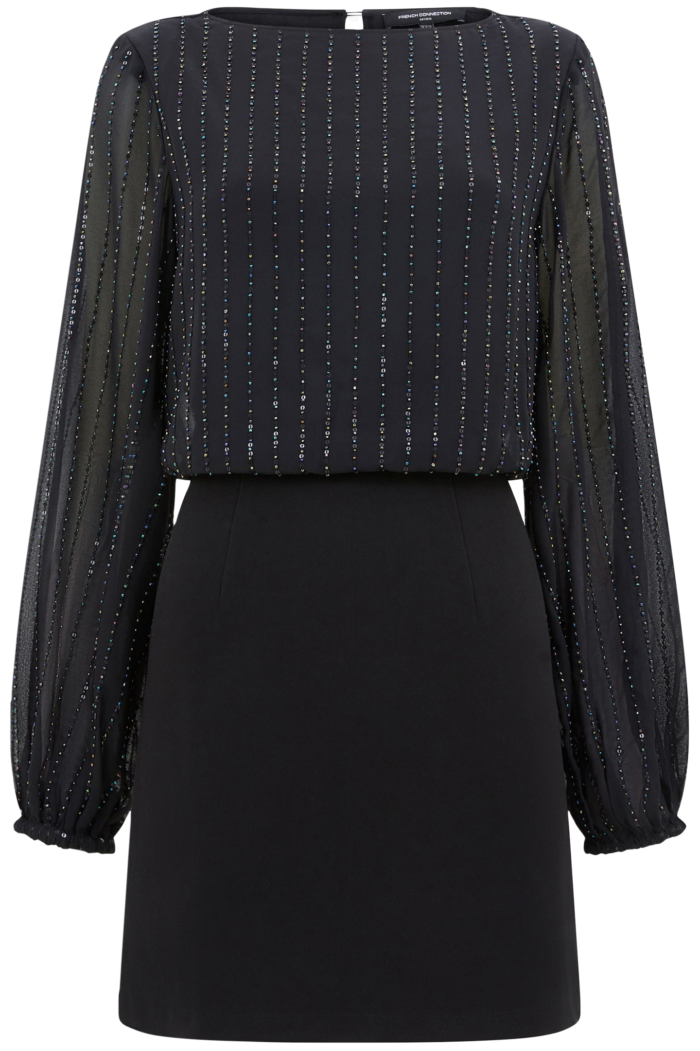 EFFY SEQUIN LS SLASH NK DRESS BLACKOUT MULTI 4