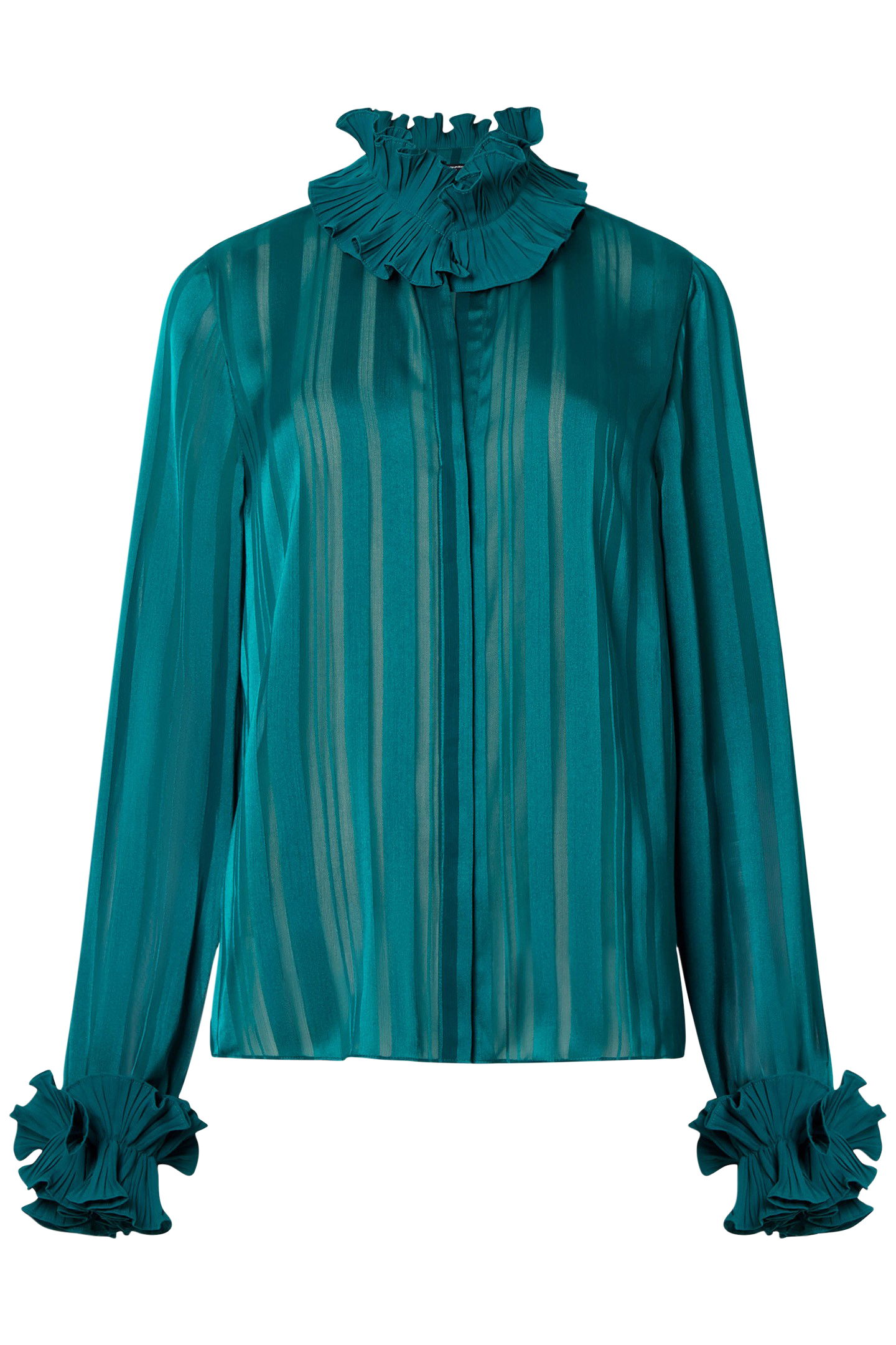HANNIELIE RUFFLE NECK LS SHIRT FOREST 4