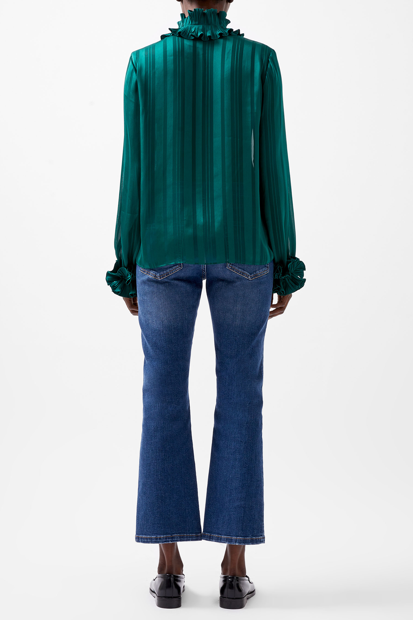 HANNIELIE RUFFLE NECK LS SHIRT FOREST 3