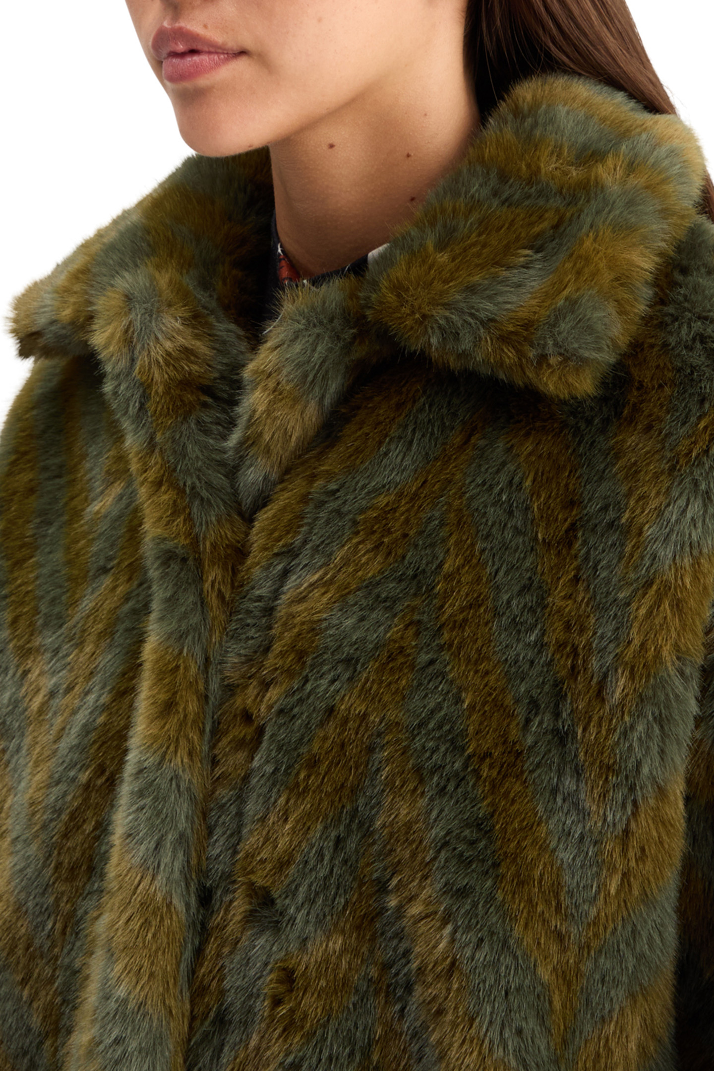 A-LINE FAUX FUR COAT OLIVE 9
