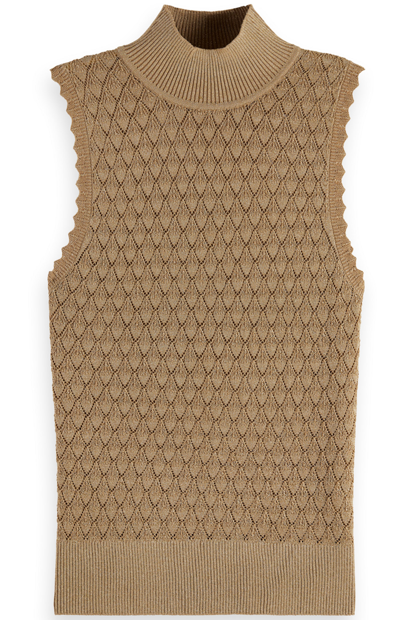 METALLIC POINTELLE KNITTED TANK GOLD 4