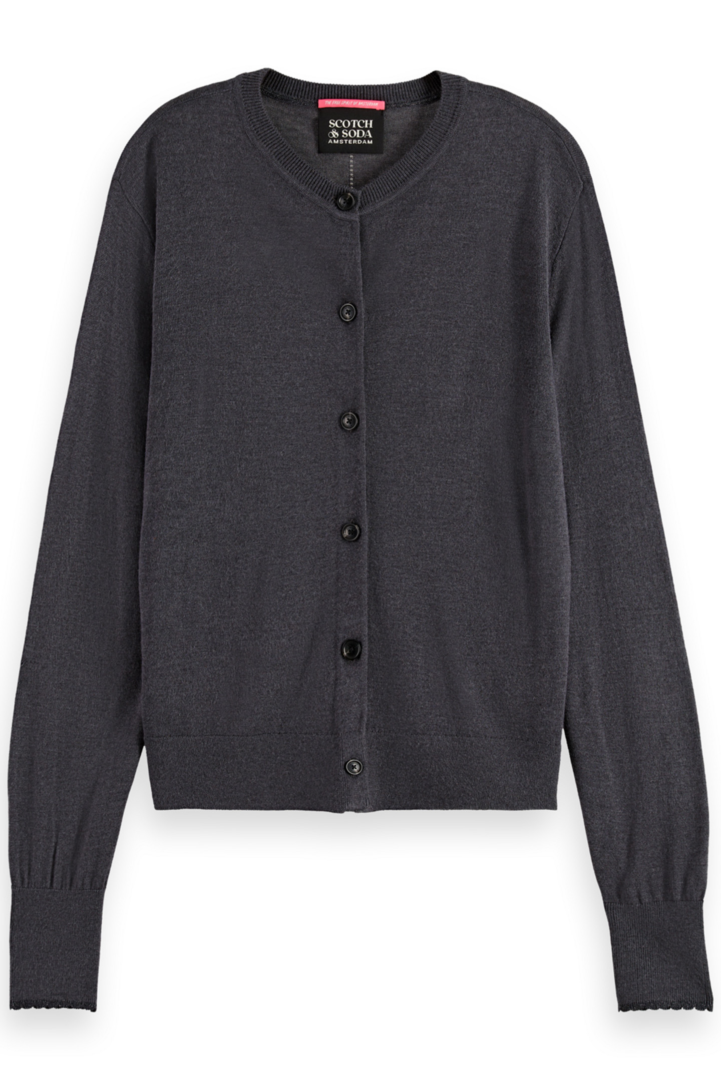 CREW NECK RELAXED CARDIGAN CHARCOAL MELANGE 1