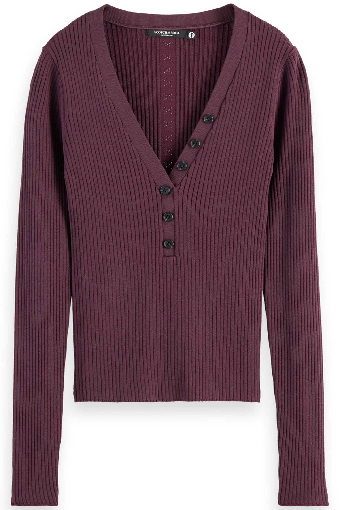 RIBBED FITTED PULLOVER BERRY 4