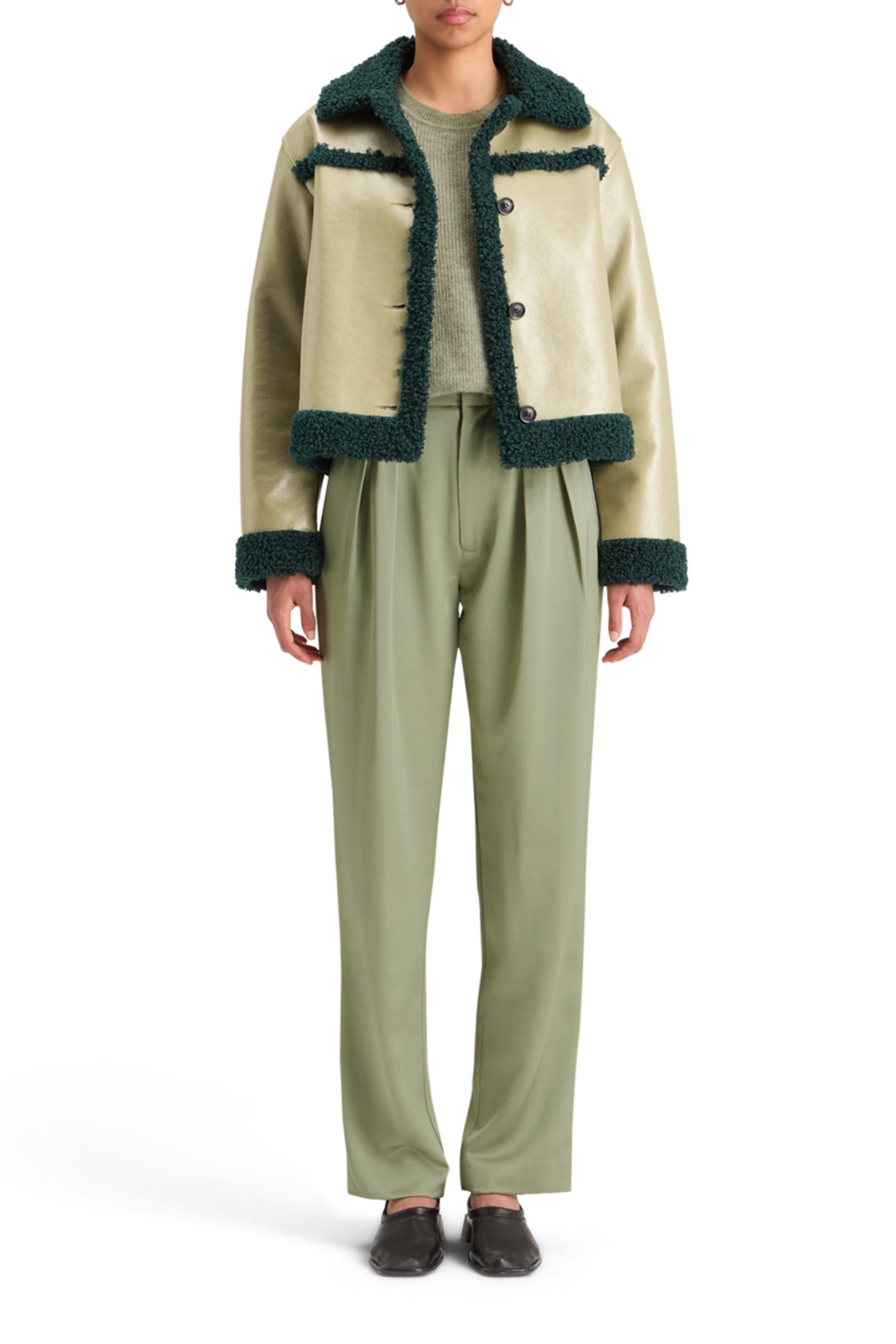 FUZZY CREW NECK PULLOVER WASHED SAGE MELANGE 6