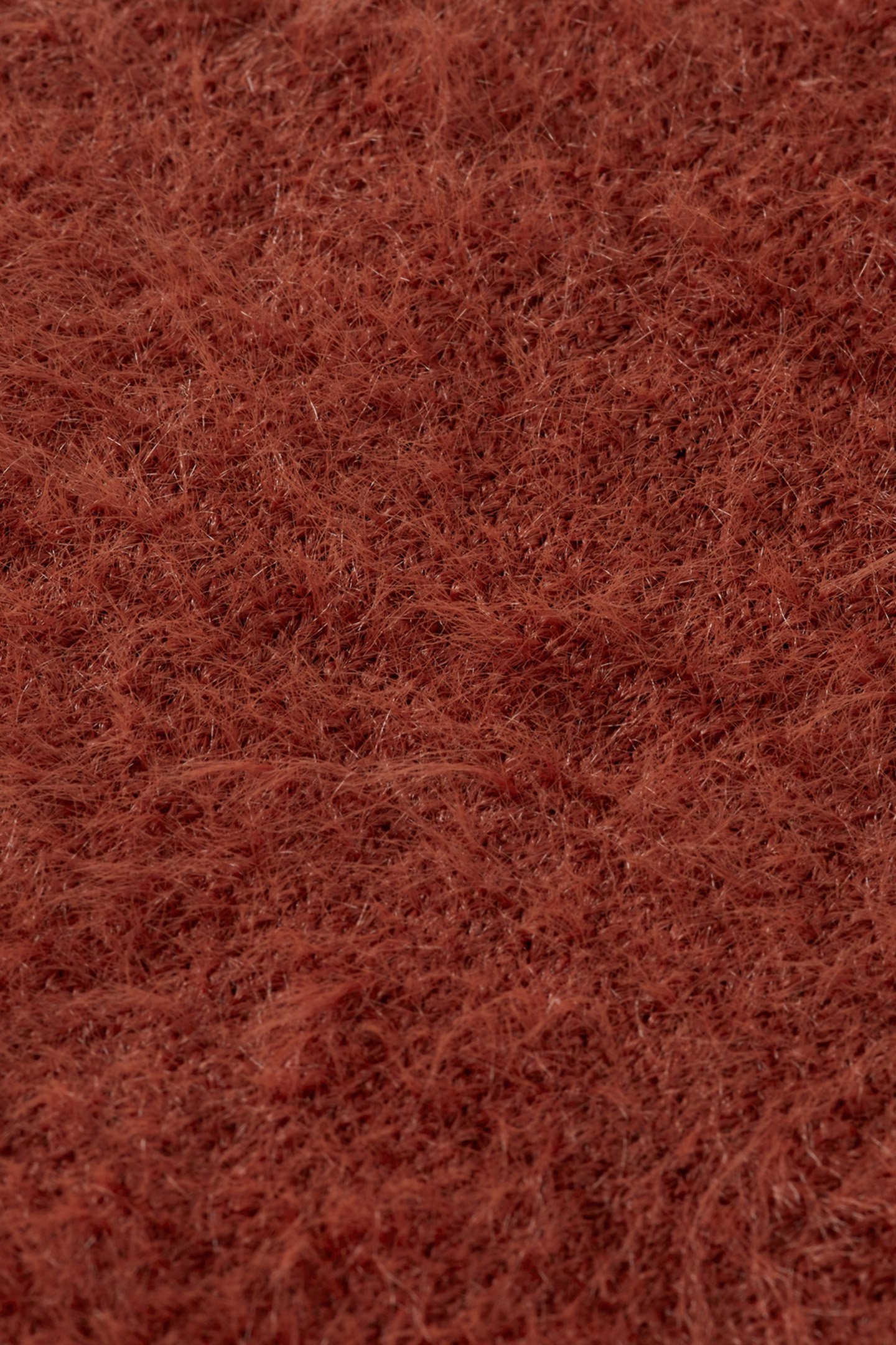 FLUFFY V-NECK RELAXED PULLOVER RUST 3