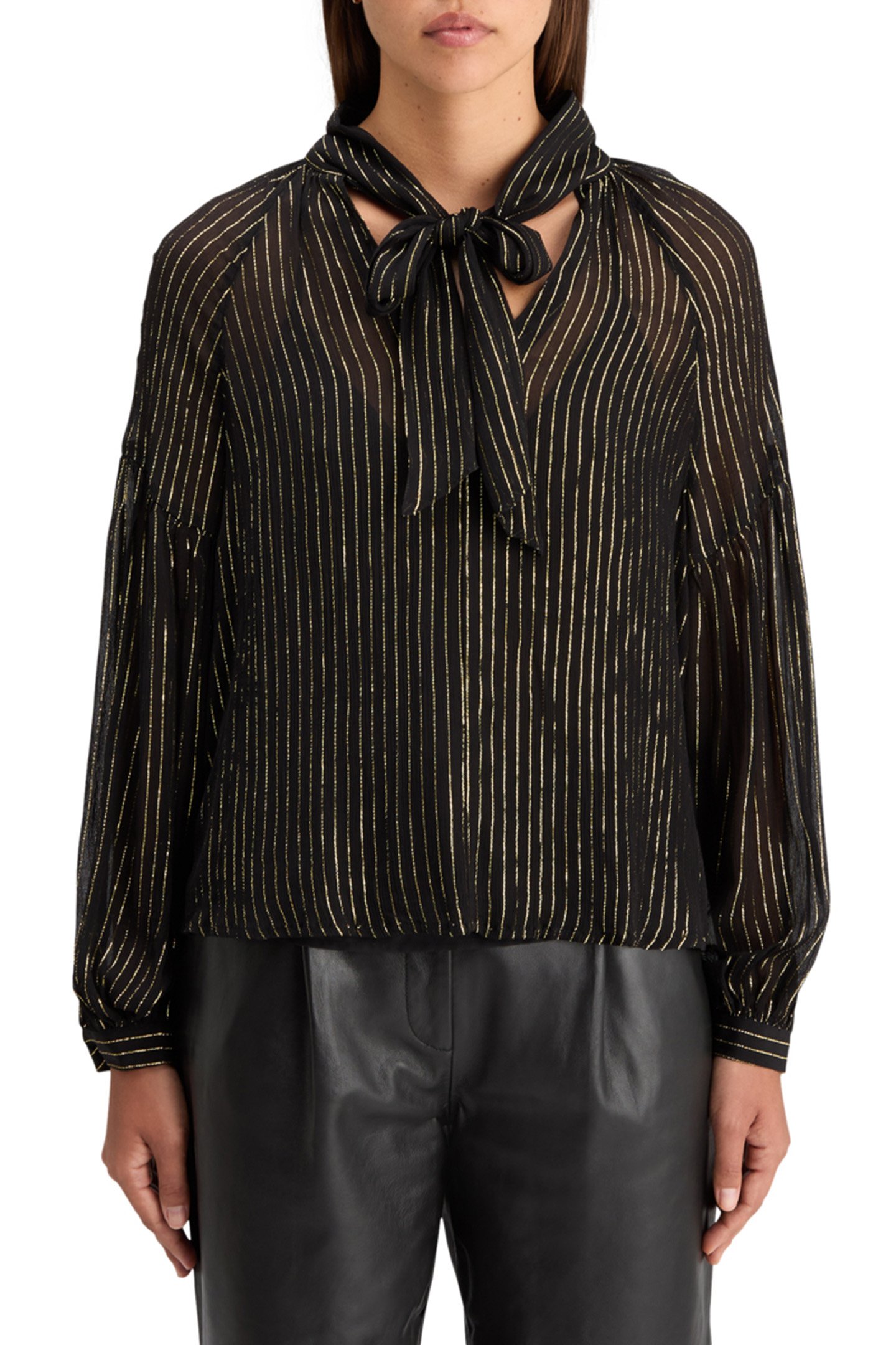 LUREX TOP WITH BOW NECK EVENING BLACK 1