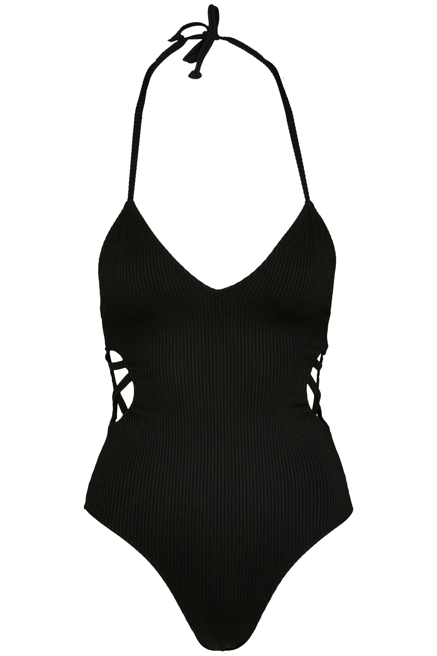 LADIES RIB SWIMSUIT BLACK 1