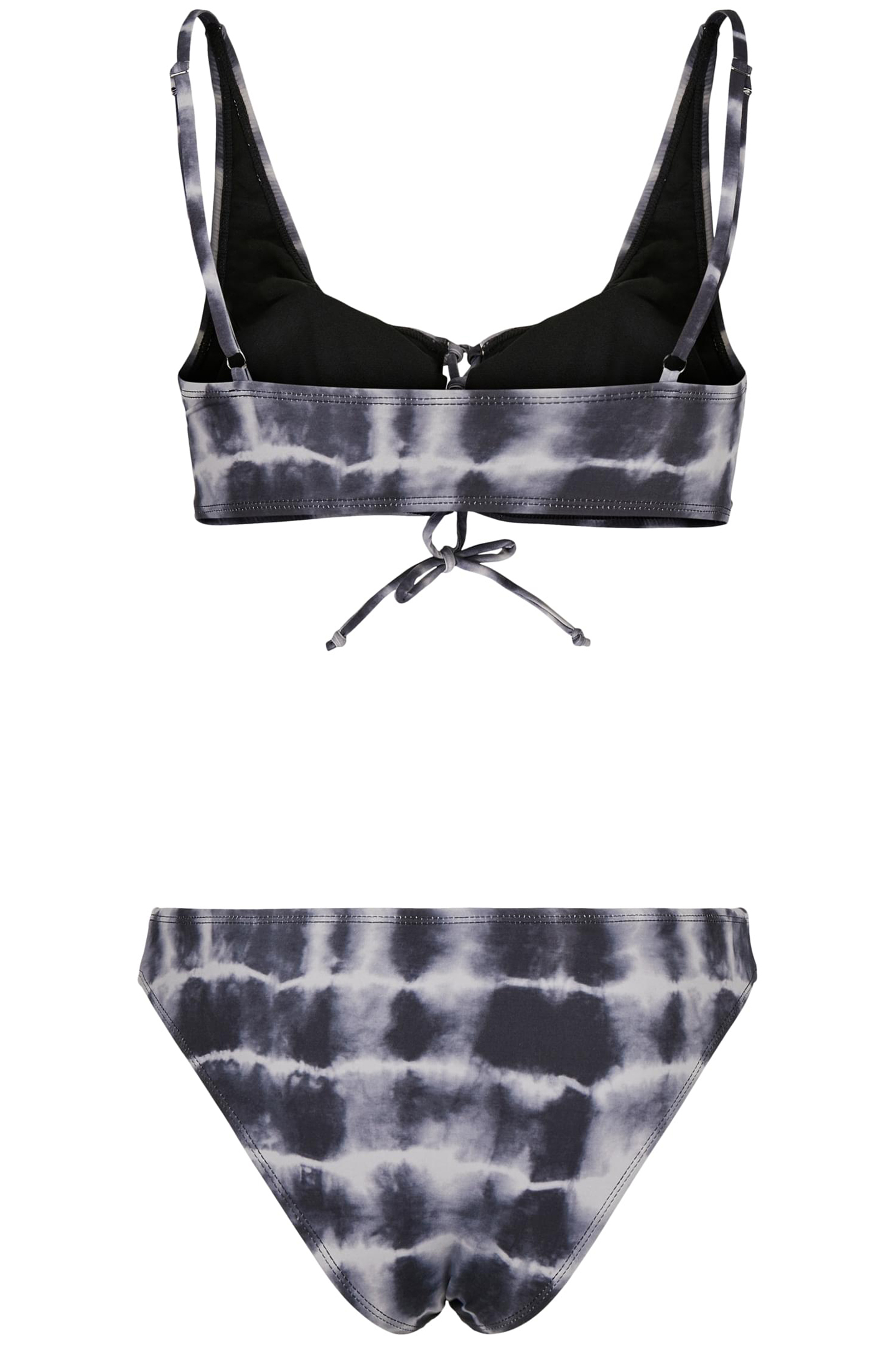 LADIES LACE UP TIE DYE BIKINI BLACK/WHITE 2