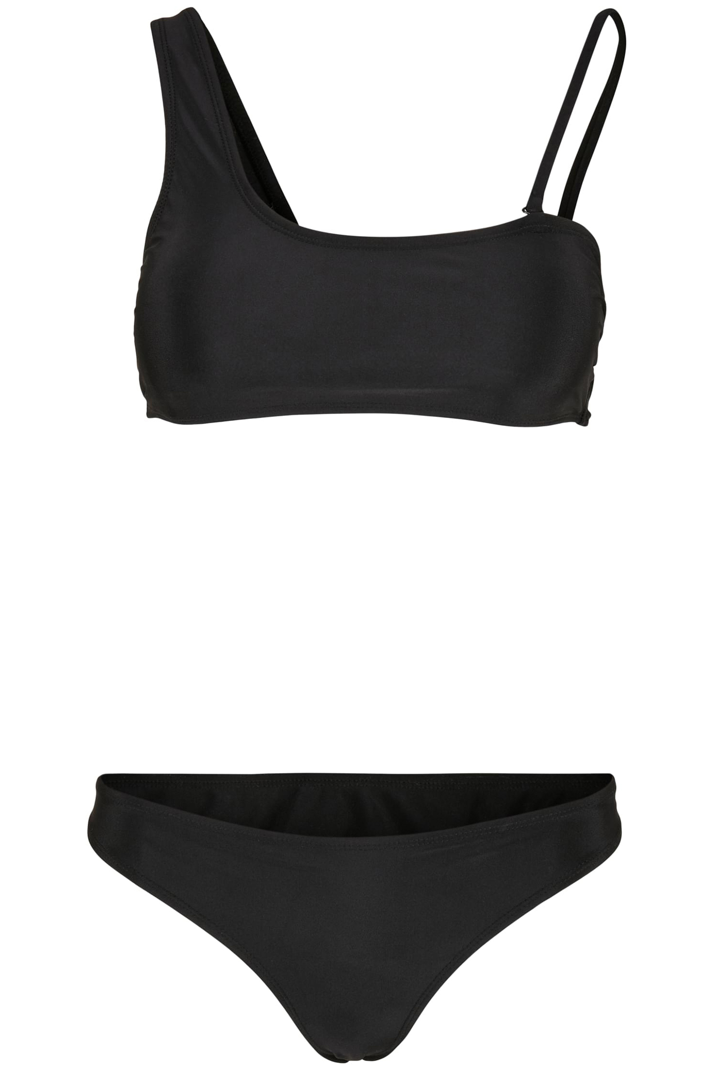 LADIES RECYCLED ASYMMETRIC TANK TOP BIKINI BLACK 1