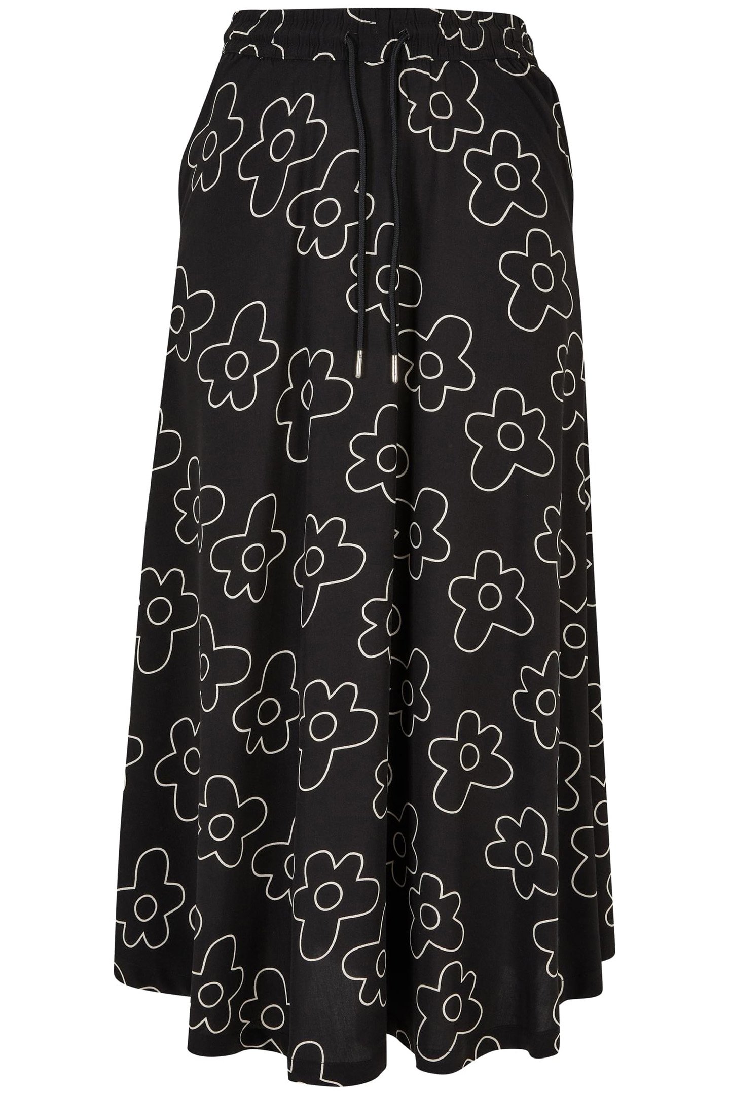 LADIES VISCOSE MIDI SKIRT BLACKFLOWER 1