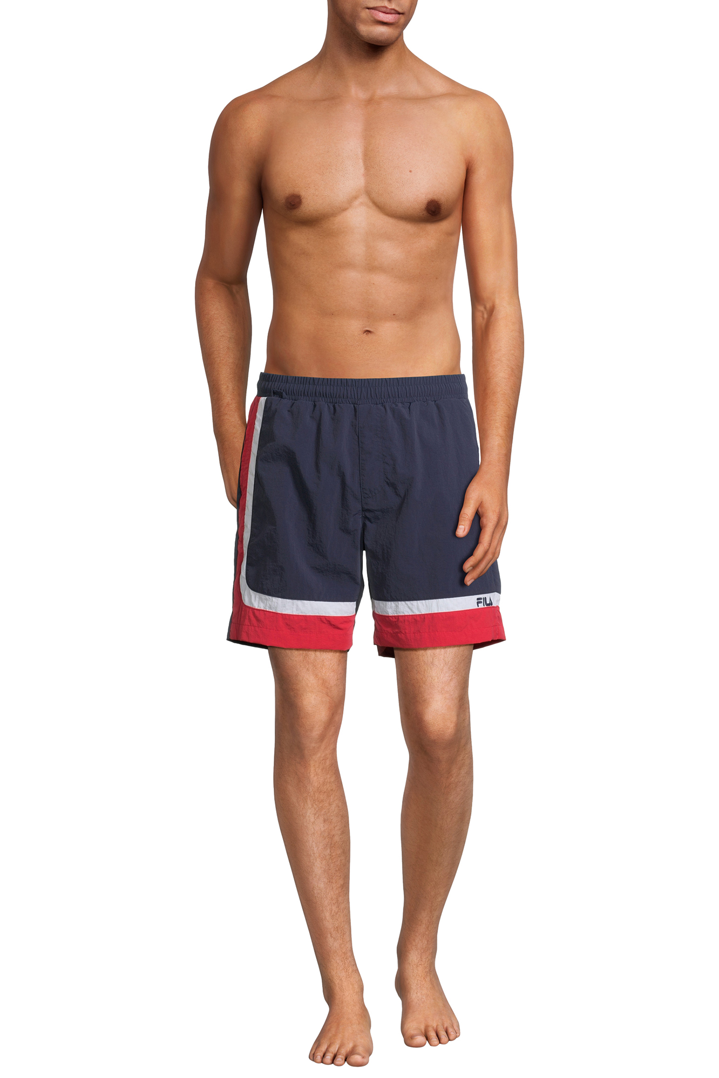 SCICLI BLOCKED BEACH SHORTS BLACK IRIS-TRUE RED-BRIGHT WHITE 3