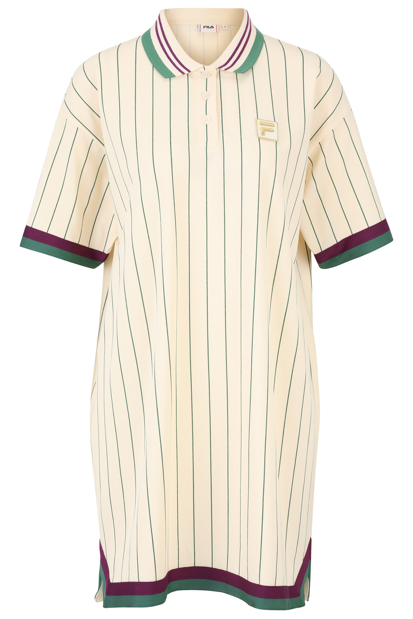 LAVINIA STRIPED OVERSIZED POLO DRESS ANTIQUE WHITE/FIR STRIP 4