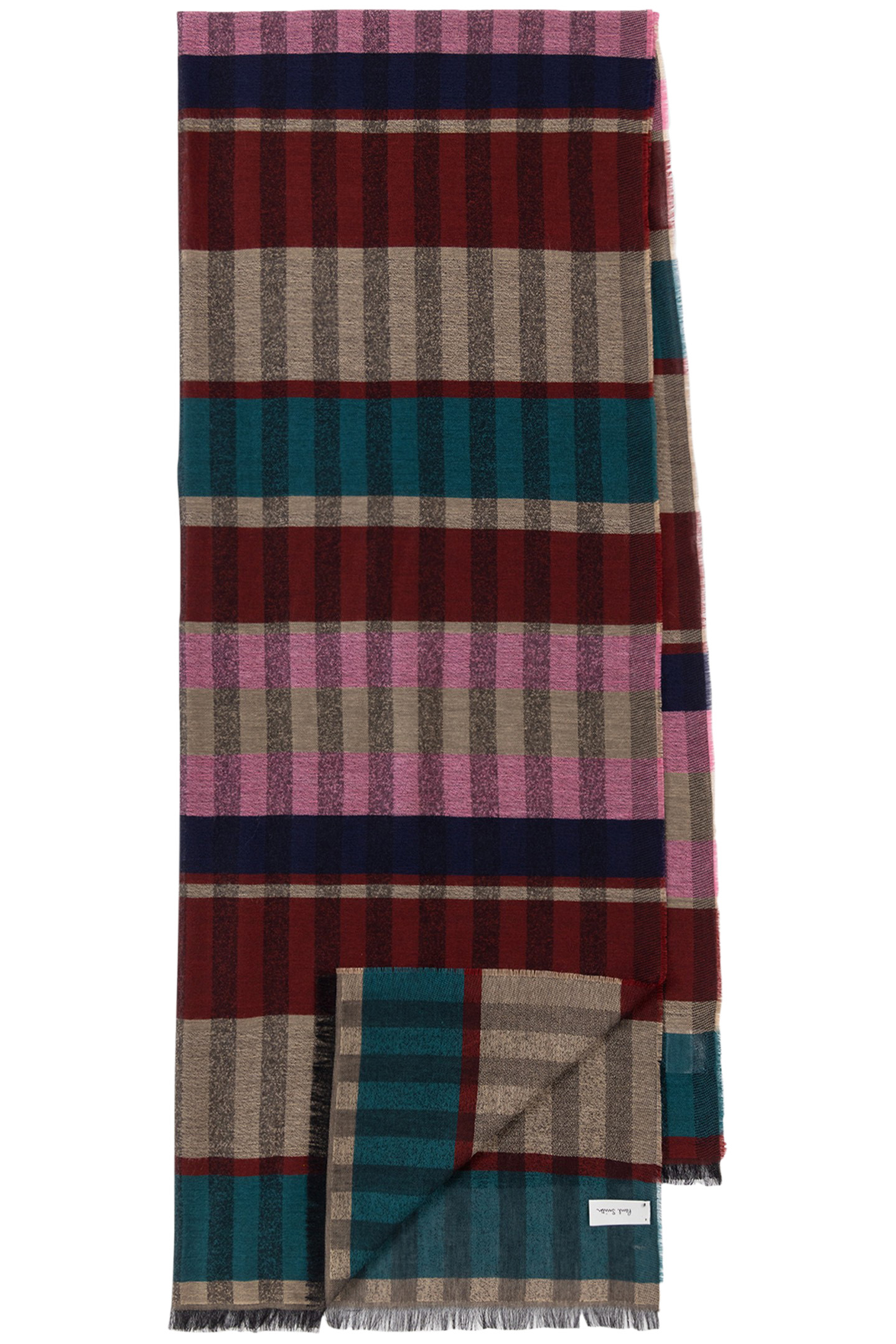 SCARF BLOCK AND CHECK PETROL GREEN 1