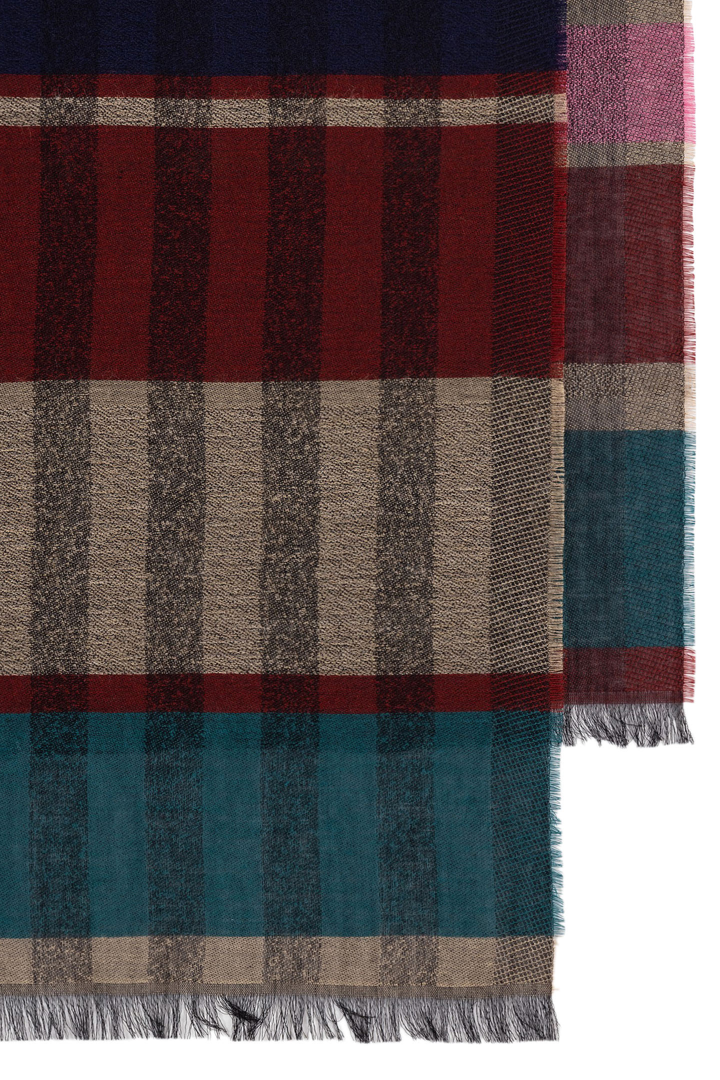 SCARF BLOCK AND CHECK PETROL GREEN 2