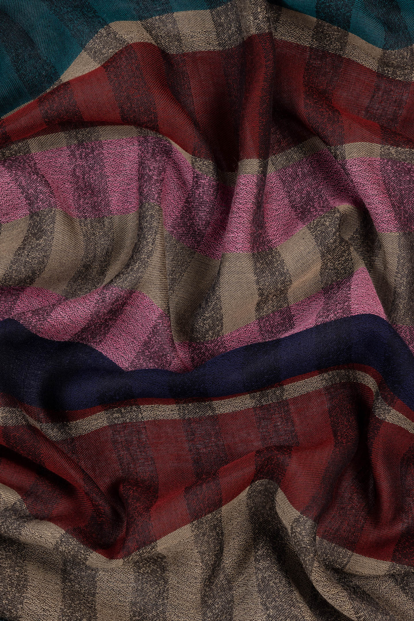 SCARF BLOCK AND CHECK PETROL GREEN 4