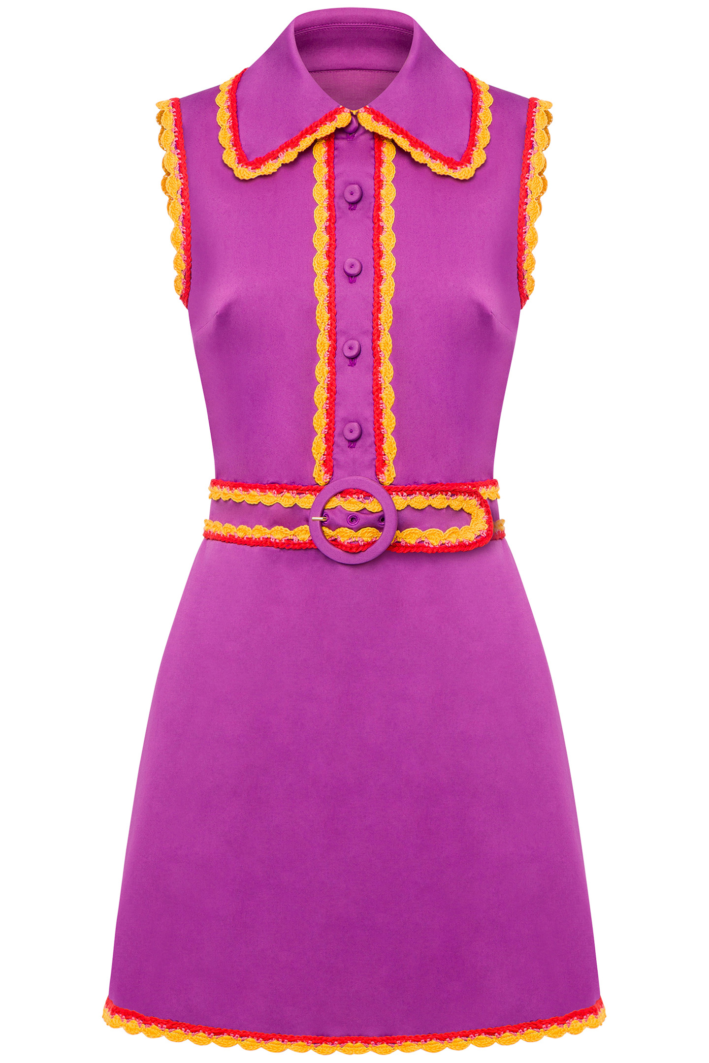 STRETCH POPLIN DRESS CROCHET DETAILS VIOLET 3
