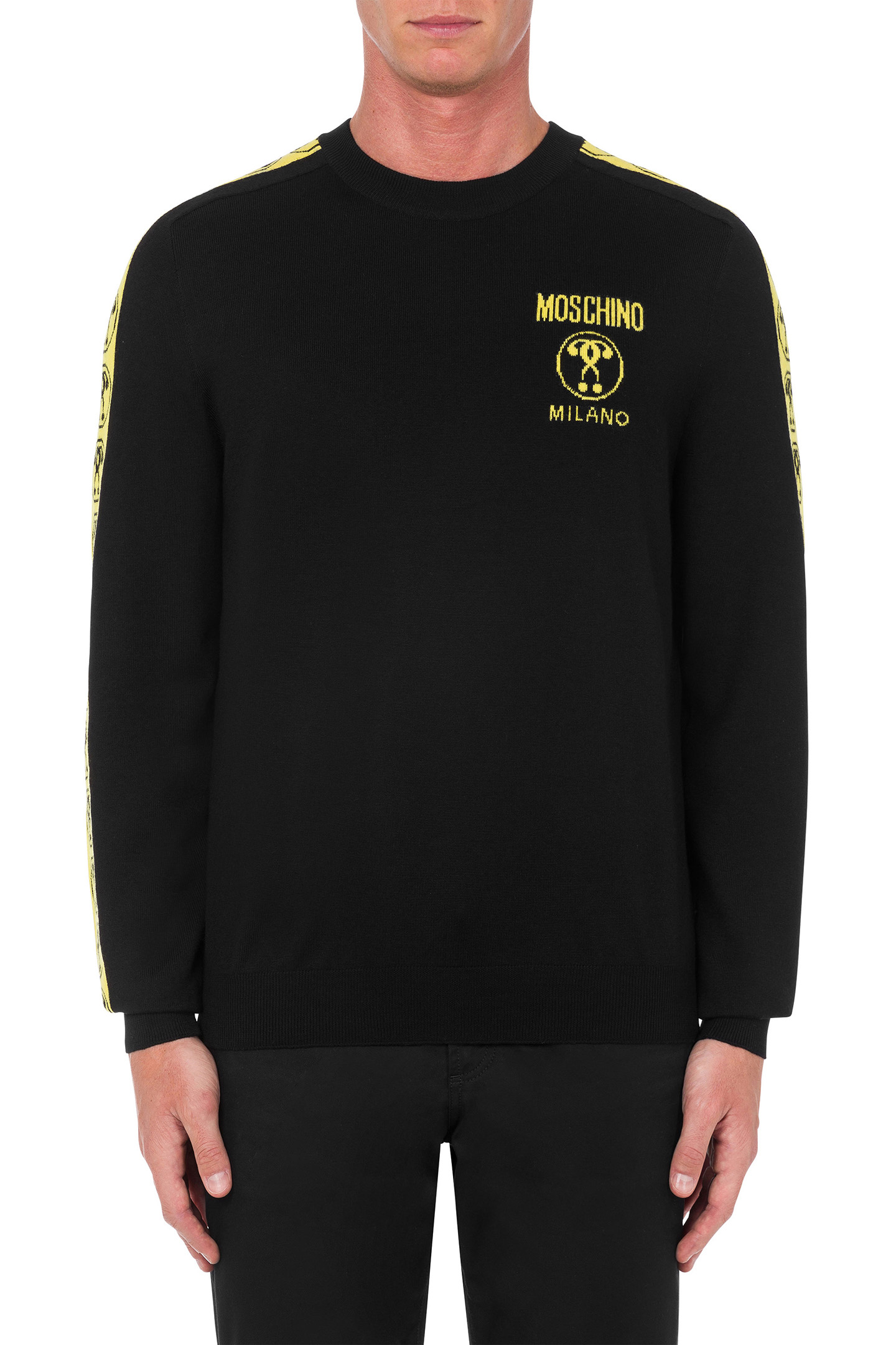 DOUBLE QUESTION MARK WOOL SWEATER BLACK 1