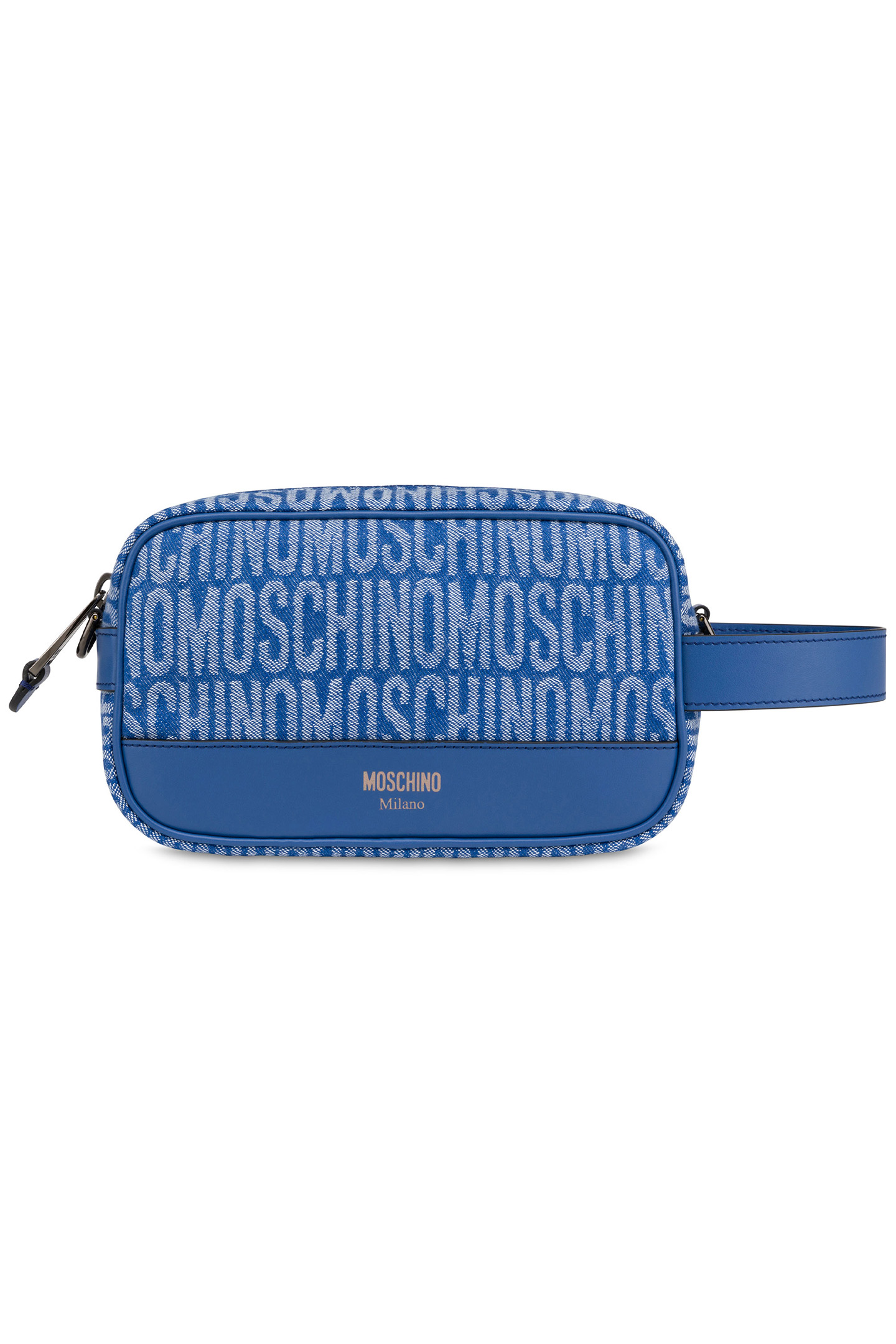 BEAUTY CASE IN ALLOVER LOGO JACQUARD DENIM BLUE 1