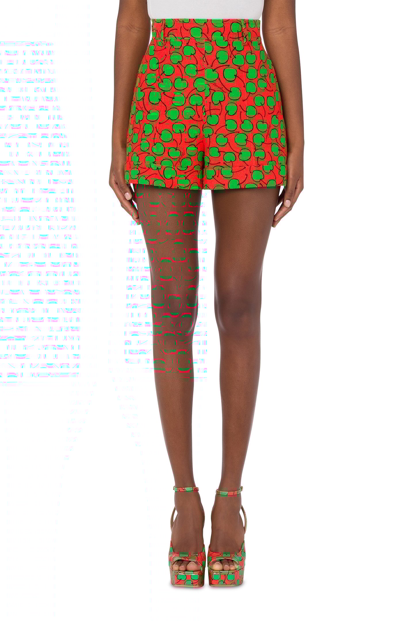 ALLOVER CHERRY PIQUÉ SHORTS RED by Moschino