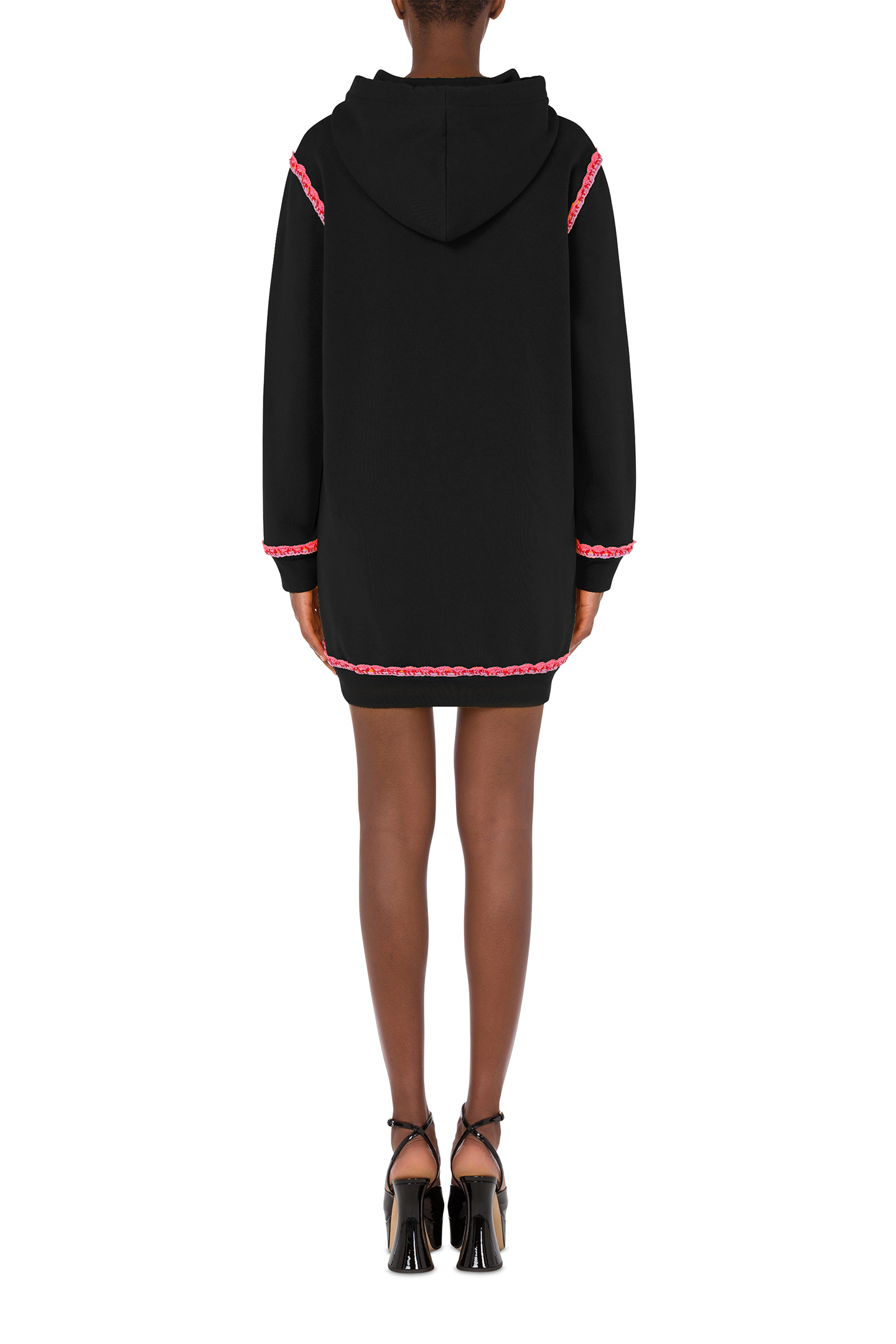 CROCHET DETAILS ORGANIC FLEECE DRESS BLACK 2