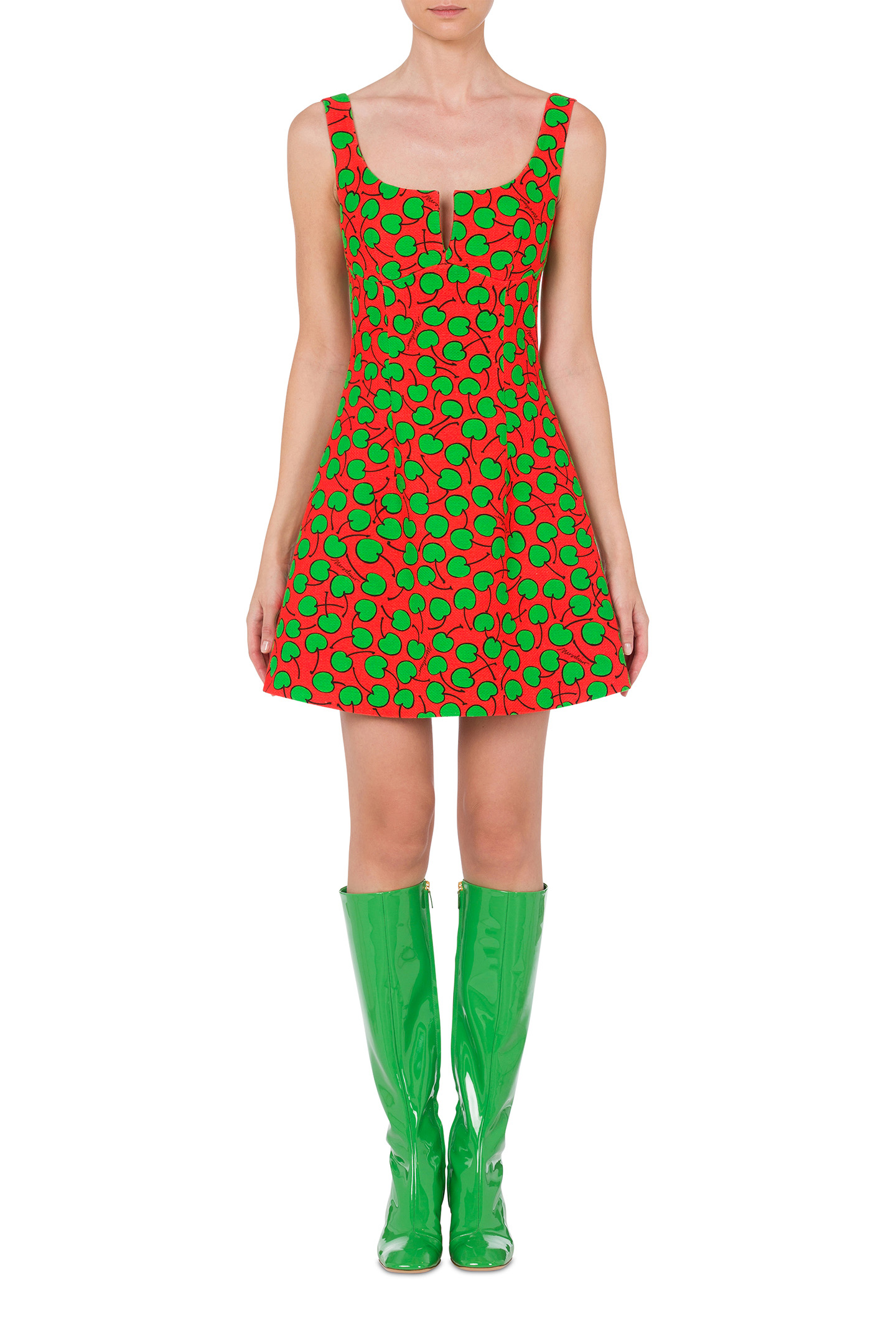 ALLOVER CHERRY PIQUÉ DRESS RED by Moschino
