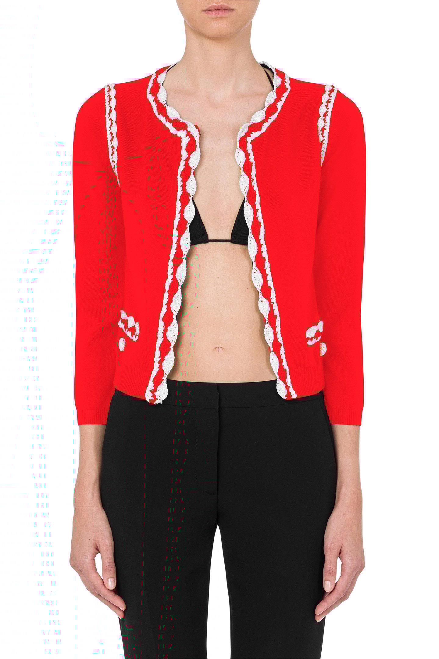 CROCHET DETAILS WOOL CARDIGAN RED 1