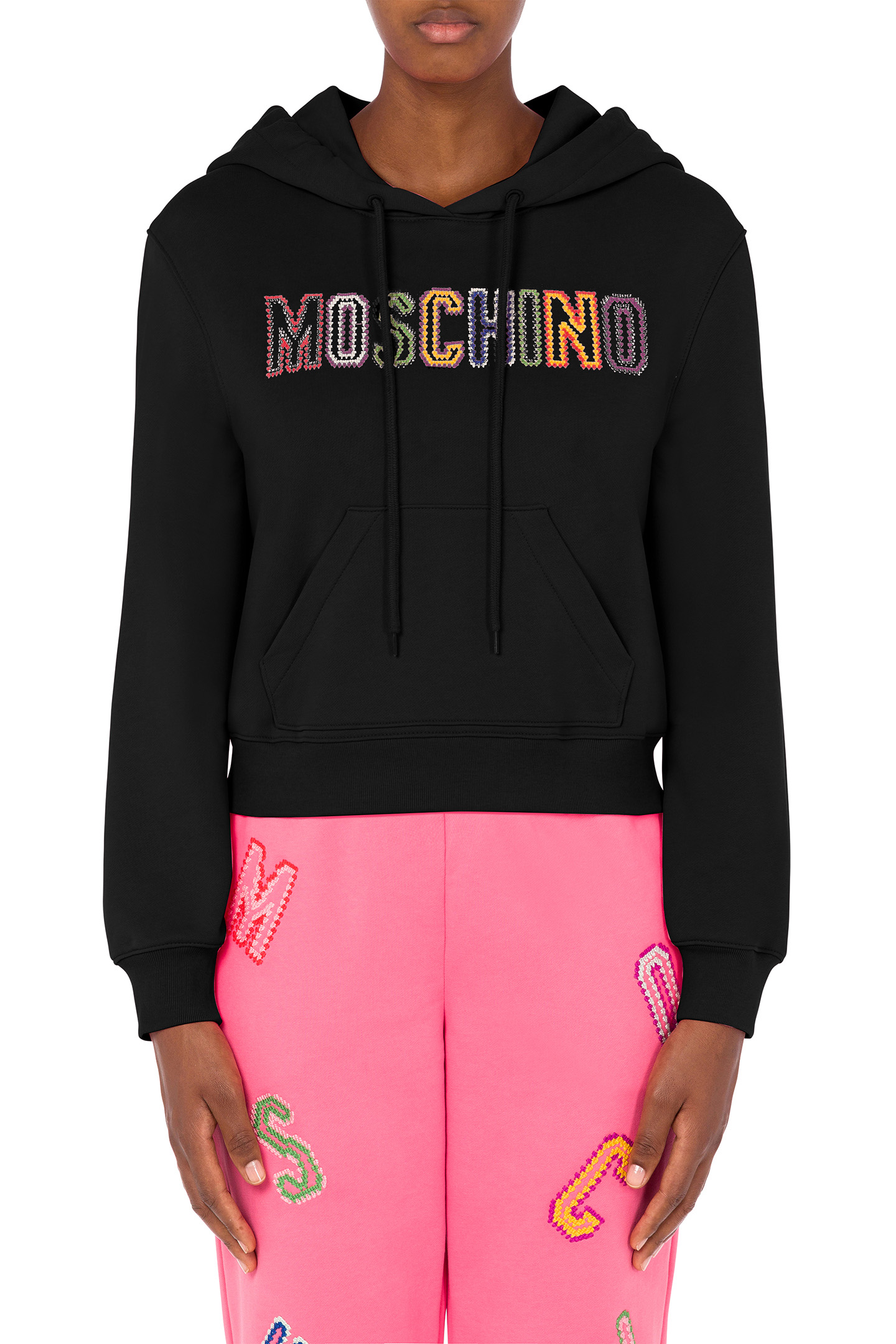 CROCHET LOGO ORGANIC COTTON SWEATSHIRT BLACK 1