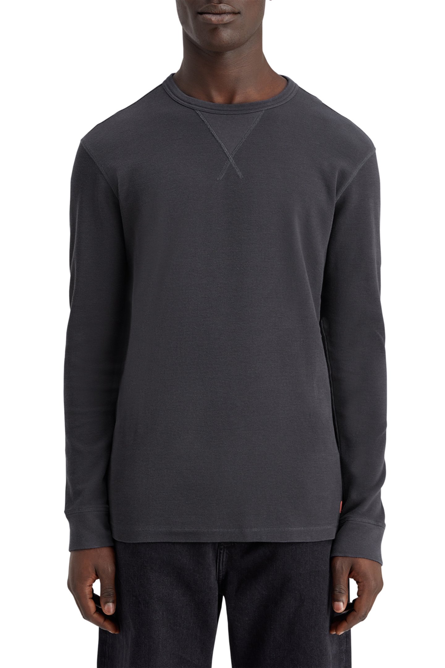 REGULAR FIT WAFFLE T-SHIRT LS MOODY GREY 1