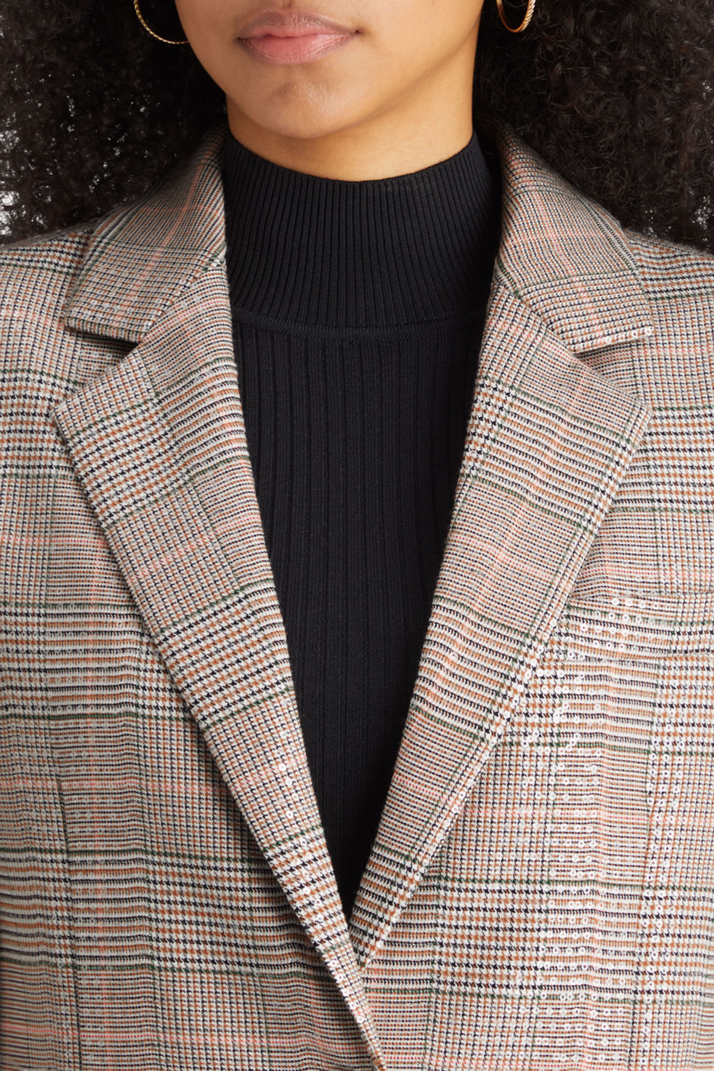 SEQUIN PRINCE OF WALES CHECK BOYFRIEND SB BLAZER SEQUIN PRIN 8