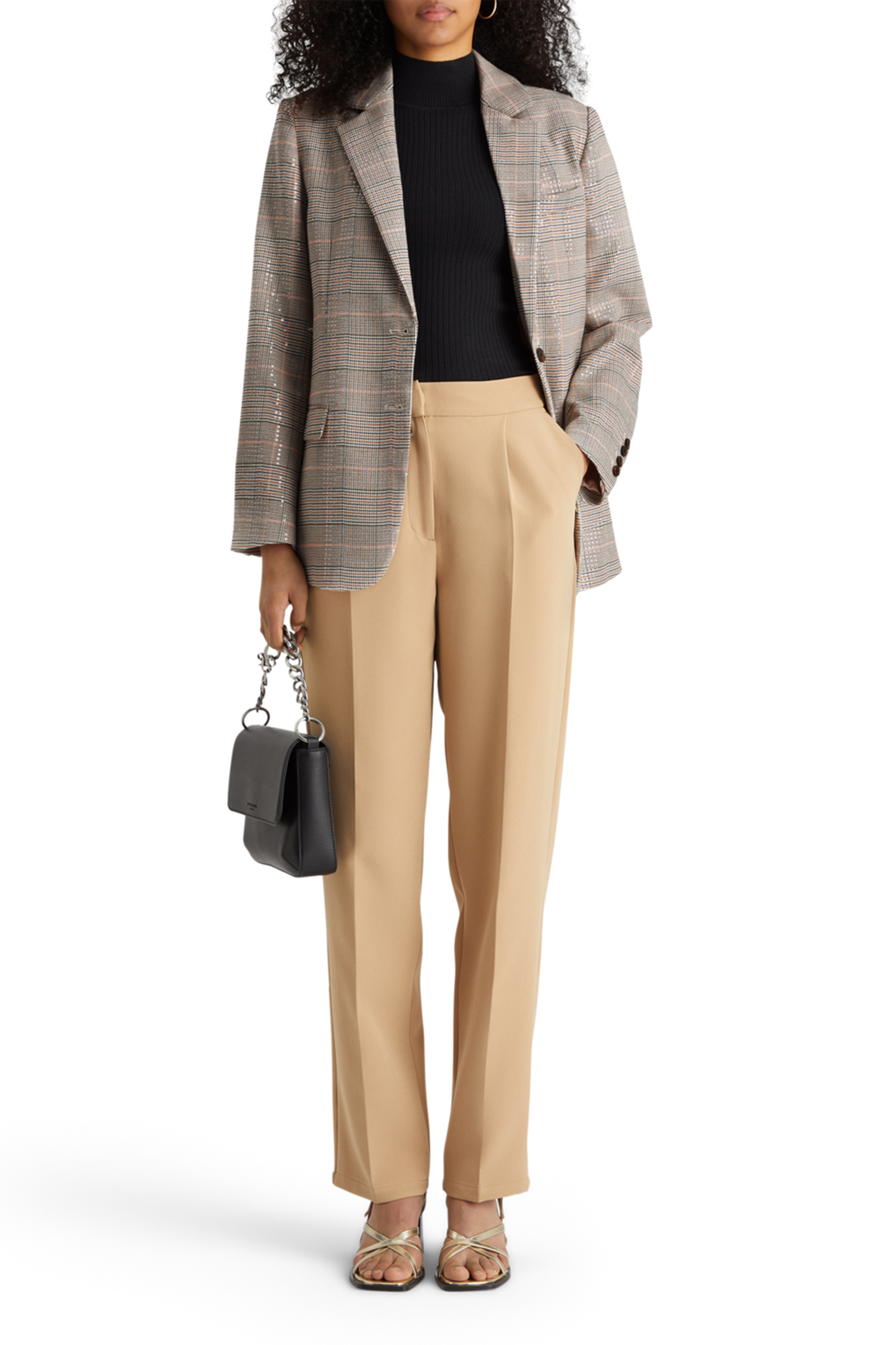 SEQUIN PRINCE OF WALES CHECK BOYFRIEND SB BLAZER SEQUIN PRIN 6