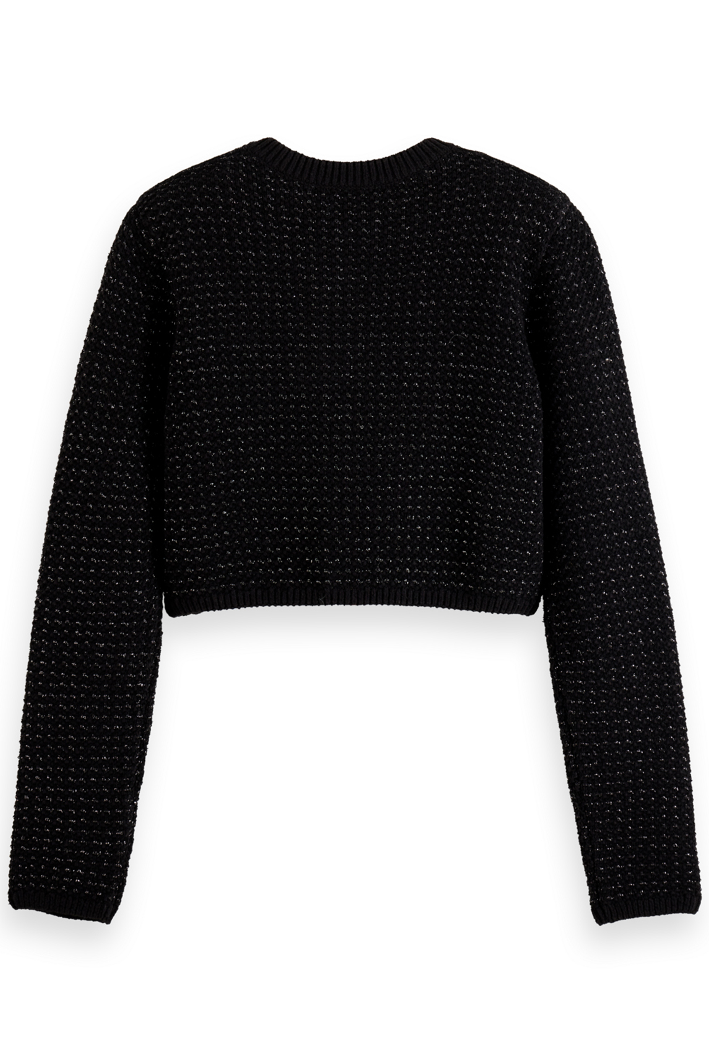 METALLIC TWEED STITCH CROPPED CARDIGAN EVENING BLACK 2