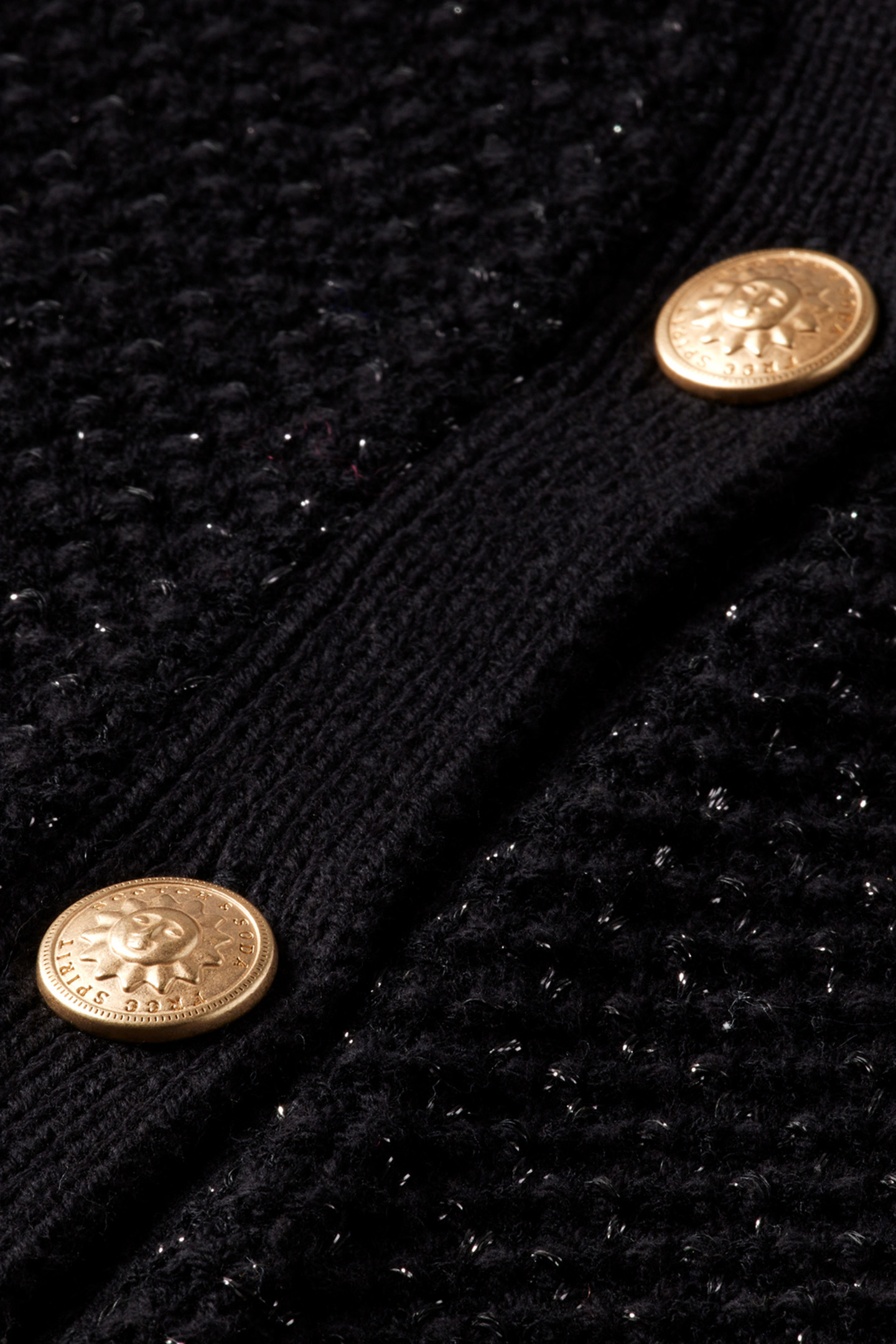 METALLIC TWEED STITCH CROPPED CARDIGAN EVENING BLACK 3