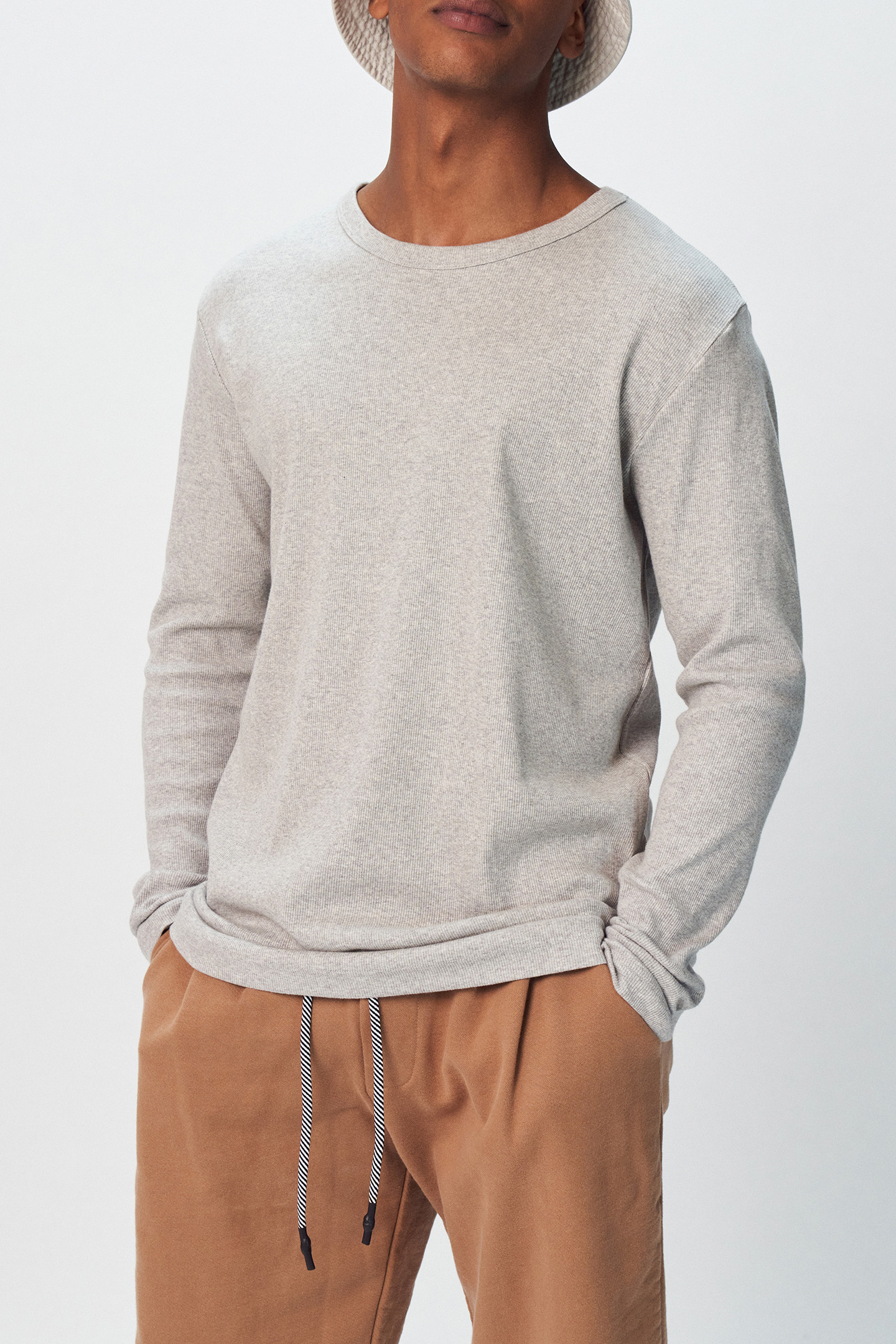 ALEX RIB JERSEY TEE LIGHT GREY MELEE by 10DAYS