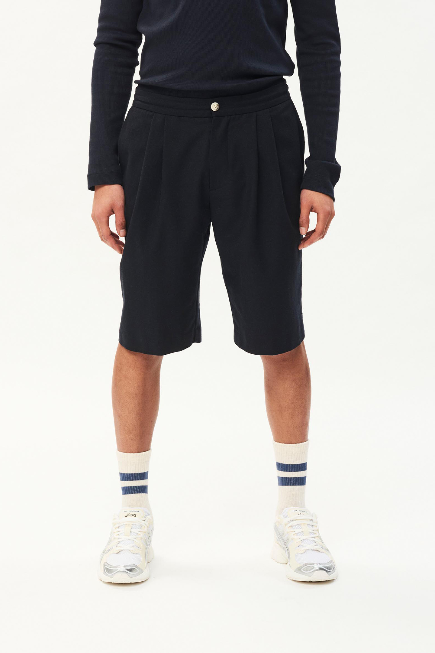 REESE WOOL WOVEN SHORTS DARK BLUE by 10DAYS