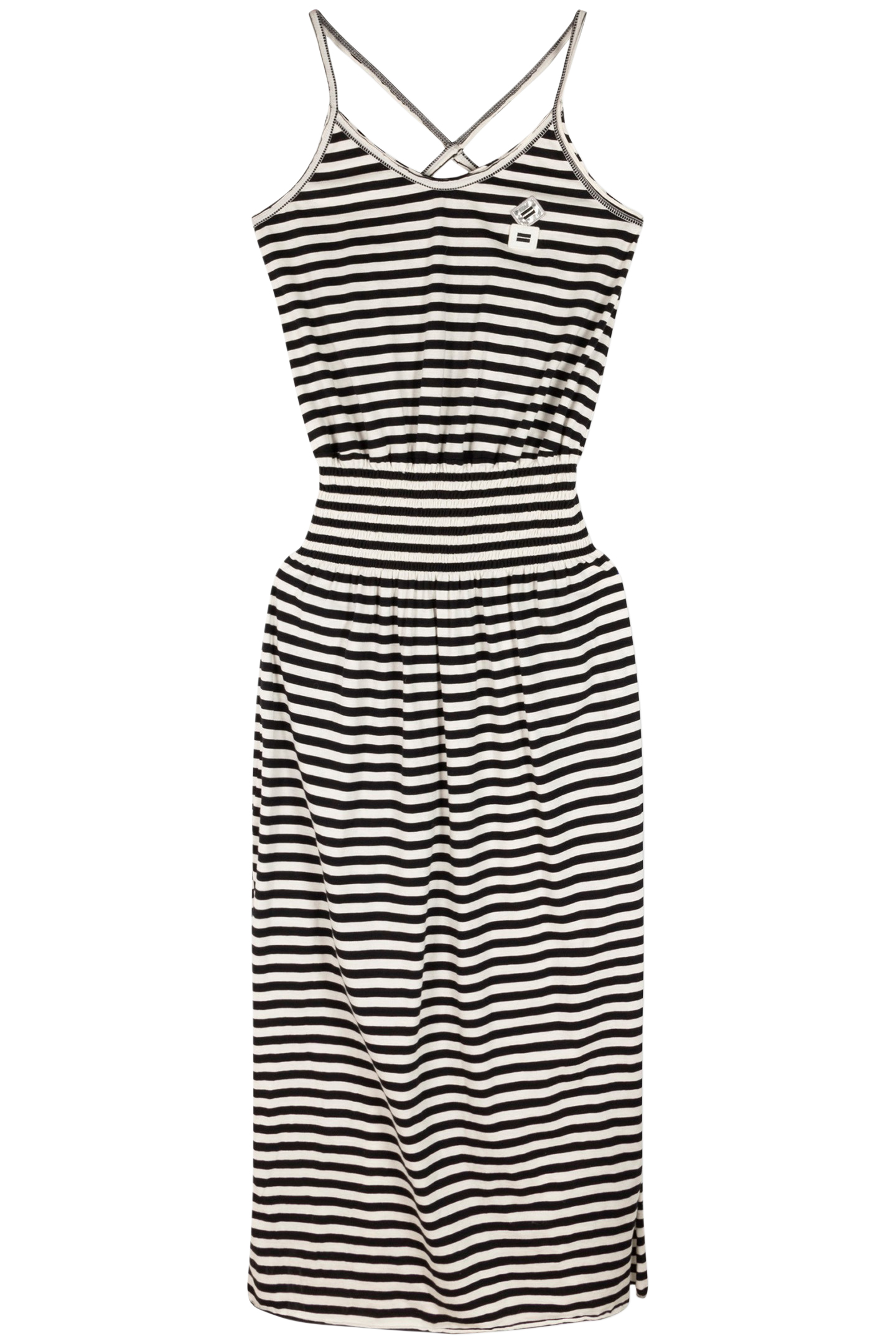 SMOCK DRESS STRIPE BLACK/ECRU 3