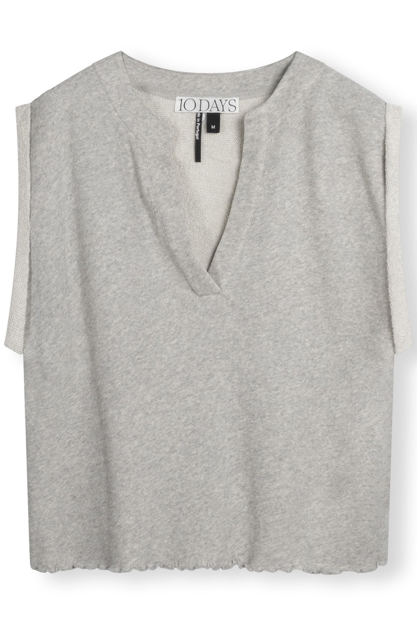 V-NECK TOP FLEECE LIGHT GREY MELEE 4