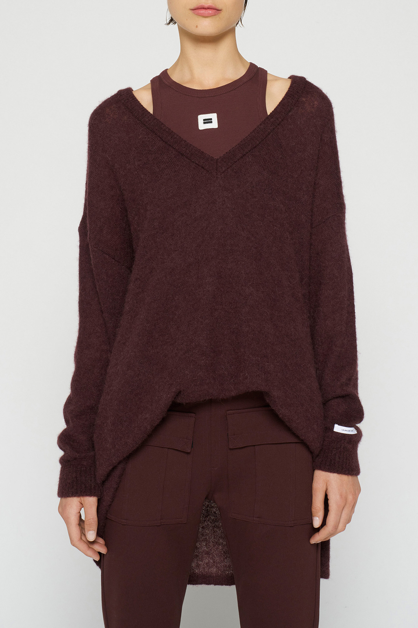 V-NECK THIN KNIT SWEATER AUBERGINE 6