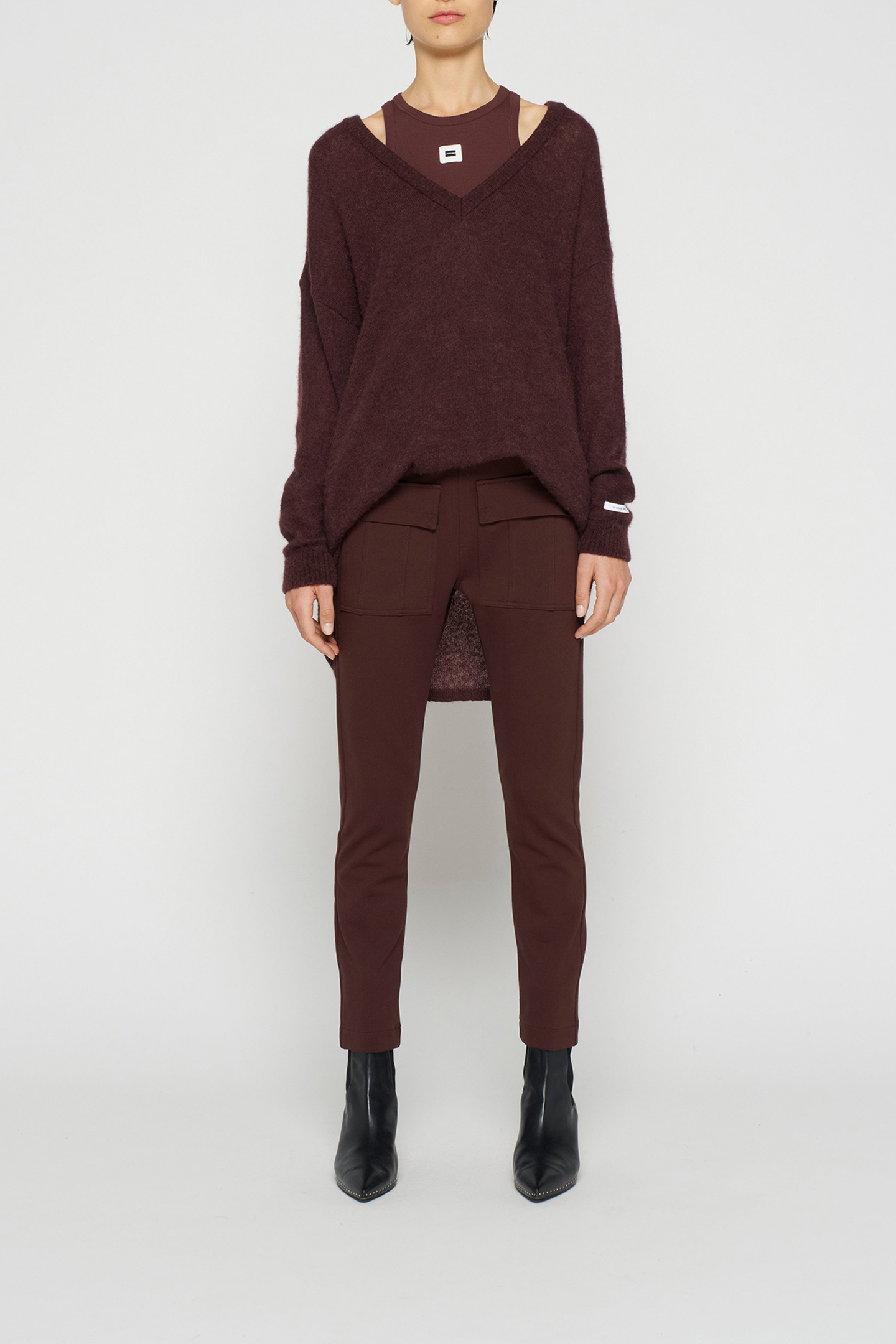 V-NECK THIN KNIT SWEATER AUBERGINE 7