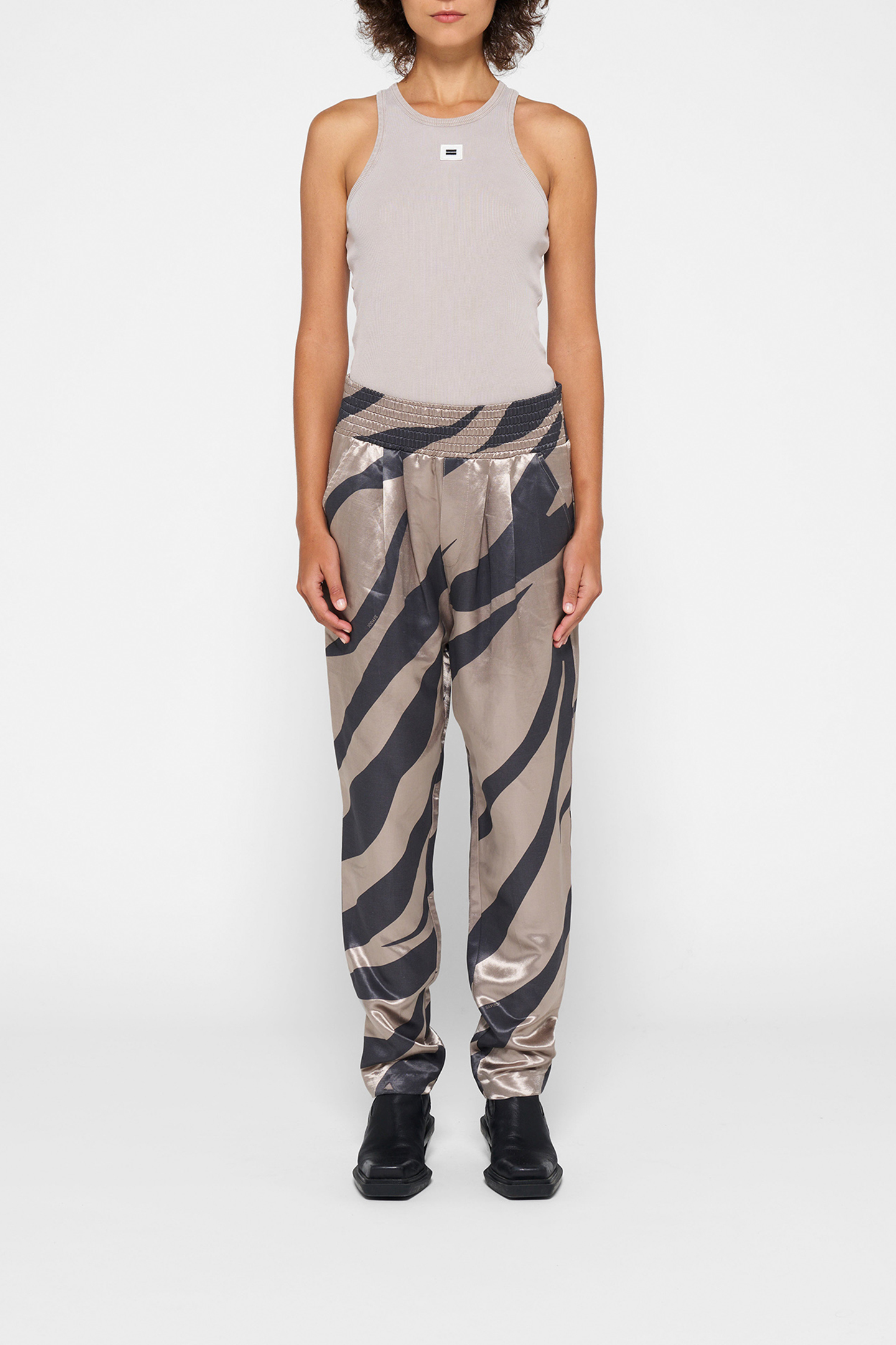 SATIN PANTS ZEBRA WARM TAUPE 2