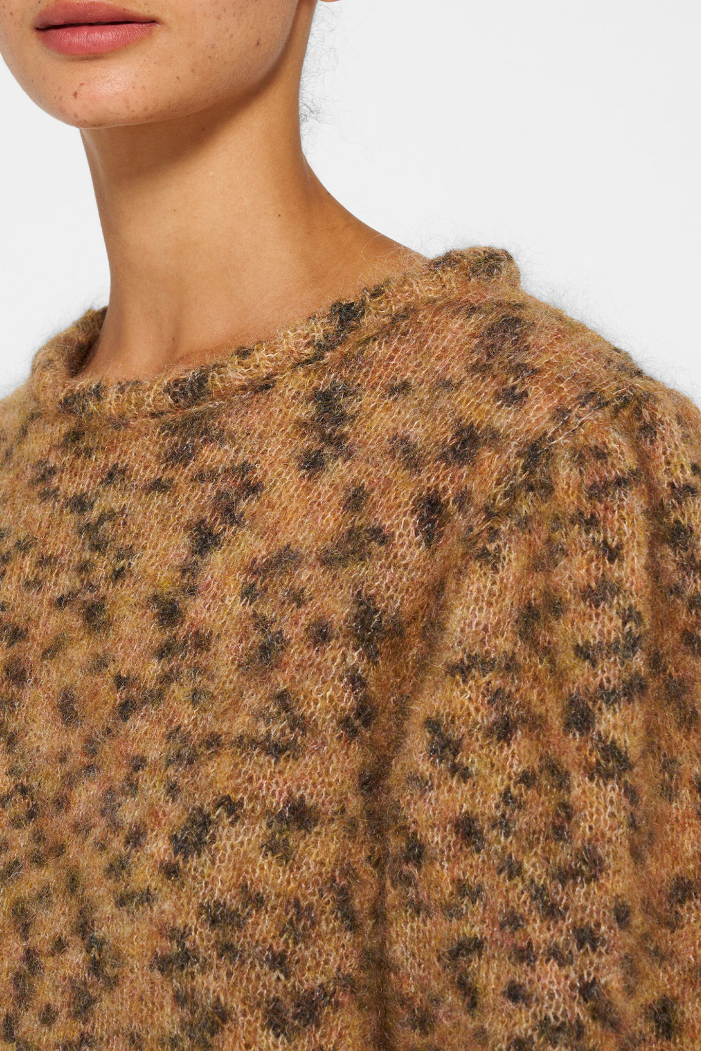 PUFFED SWEATER KNIT LEOPARD SADDLE BROWN 7