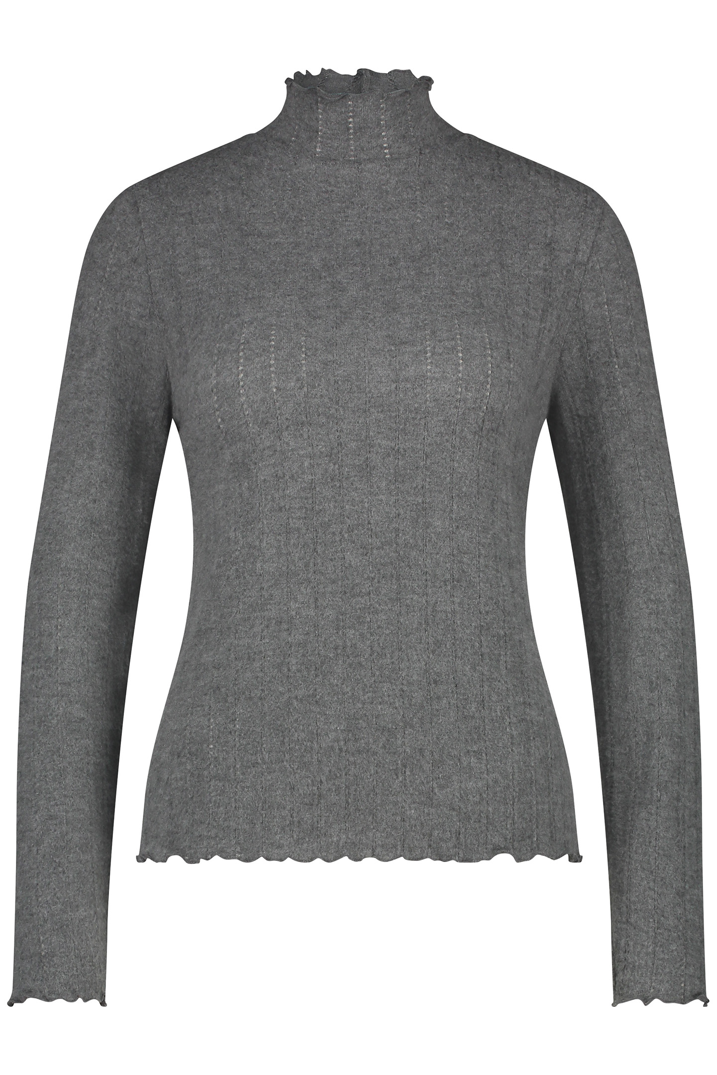 TOP FANCY MOCK NECK GREY MELANGE by Tramontana