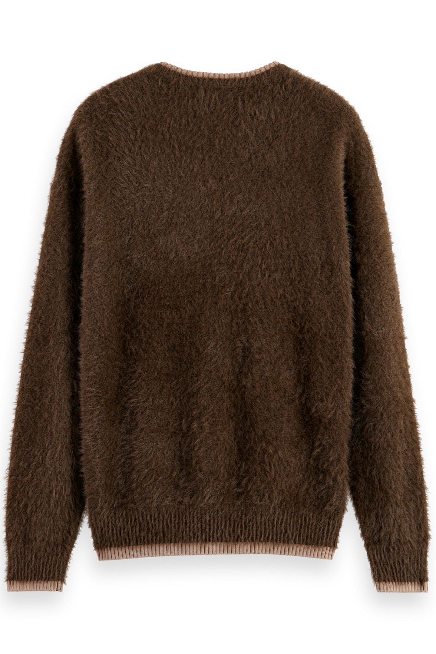 HAIRY V-NECK EXTRA DROPPED SHOULDER SWEATER COFFEE 2