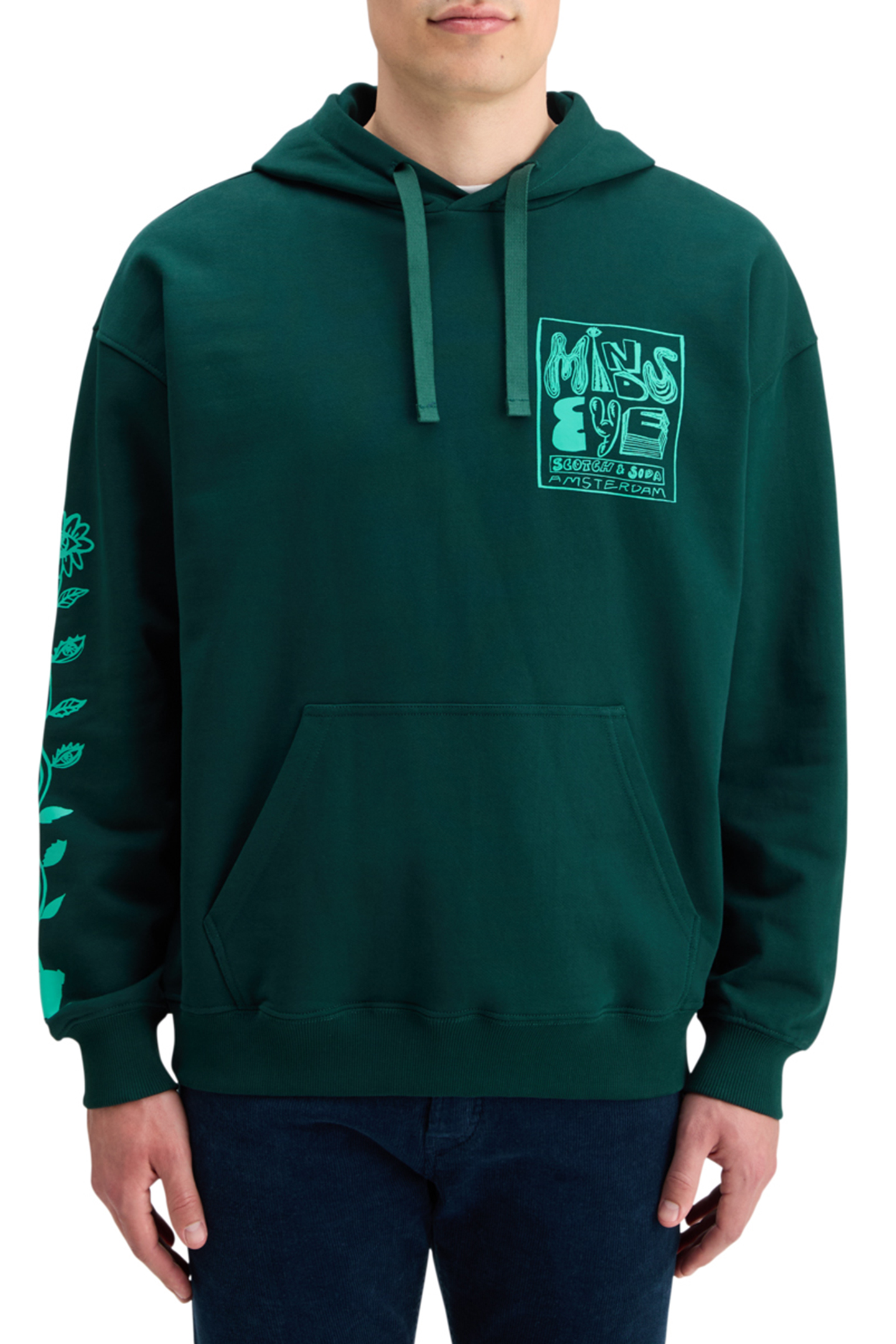 LOOSE FIT ARTWORK HOODIE CYPRESS GREEN 1