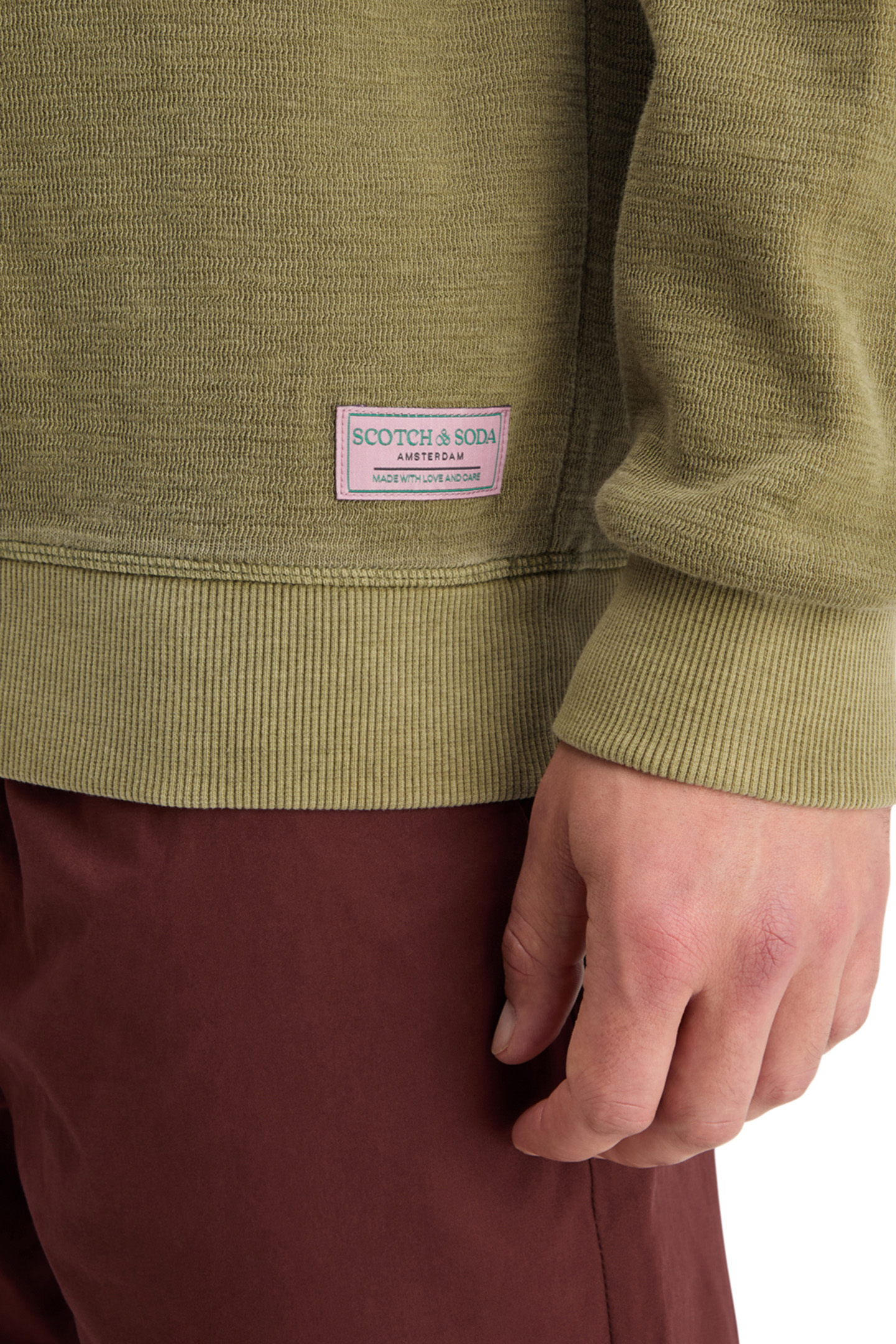 GARMENT DYED STRUCTURED SWEATSHIRT MOSS GREEN 8