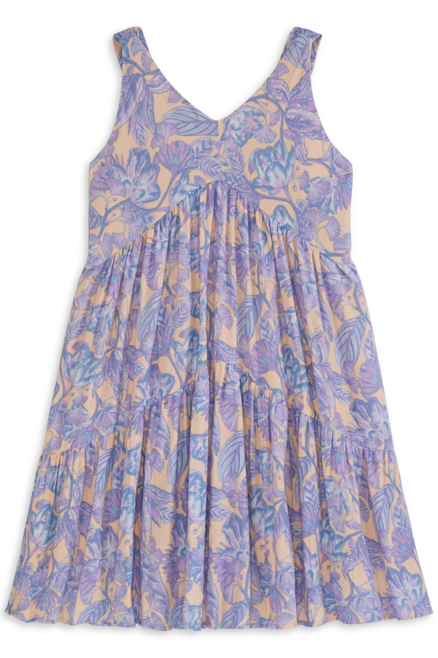 GIRLS S&S GIRLS SLVLSS TIERED LONG DRESS LT BROWN 2