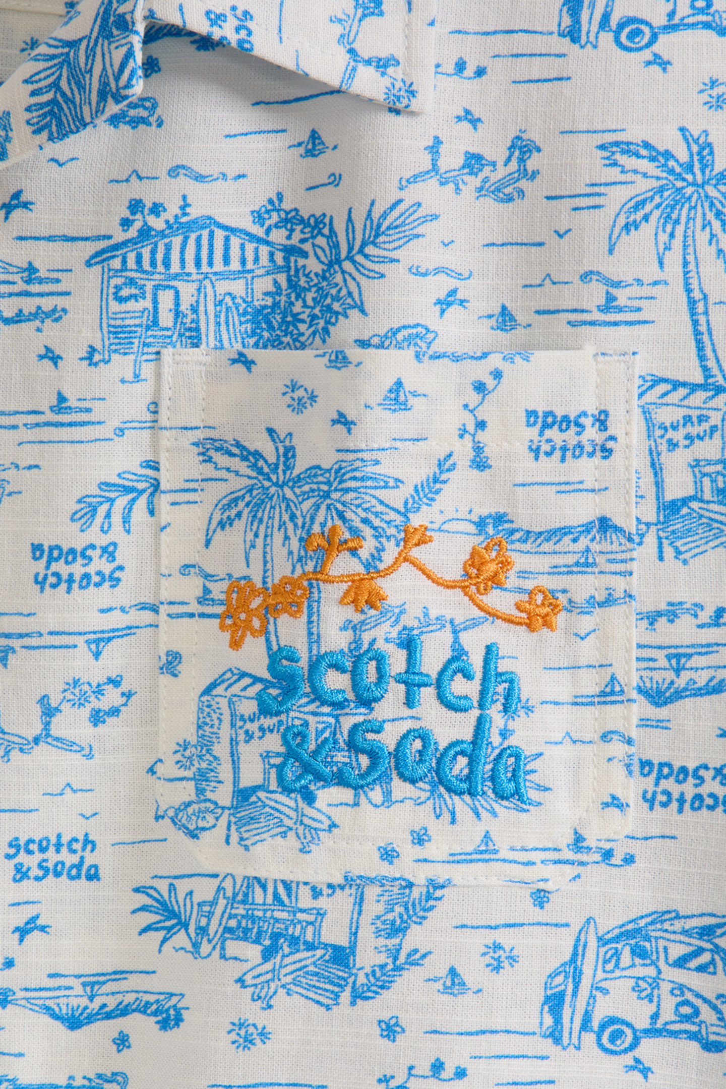 BOYS S&S PRINTED CAMP SHIRT NATURAL 3