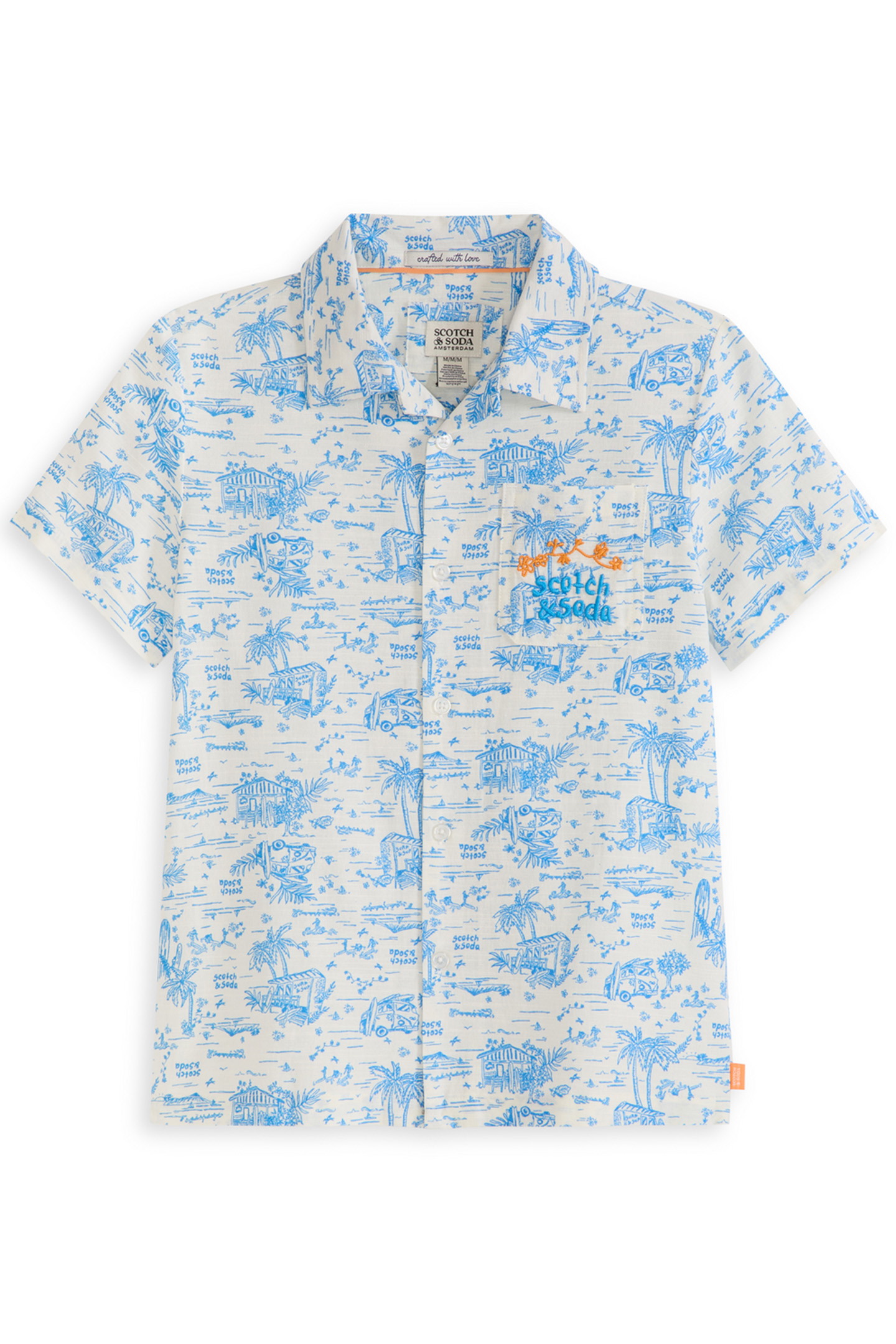 BOYS S&S PRINTED CAMP SHIRT NATURAL 1