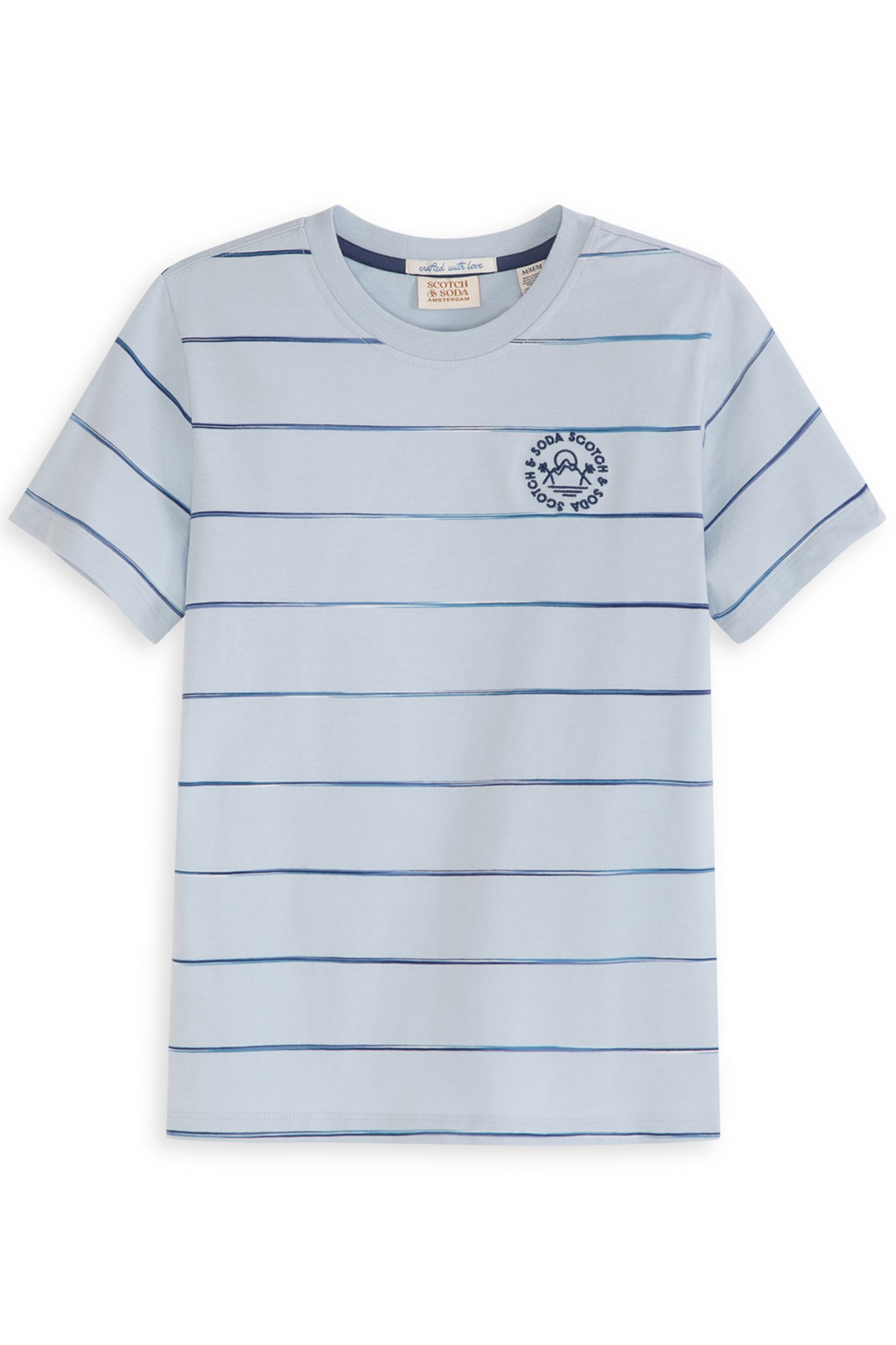 BOYS S&S SPACE DYED STRIPE FASHION TEE LT BLUE/PASTEL 1