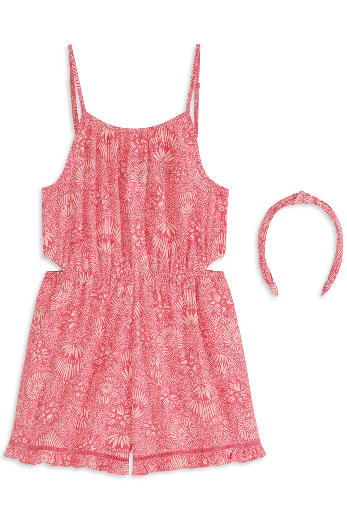 GIRLS S&S 2 PC ROMPER AND HEADBAND SET PINK/BROWN by Scotch & Soda